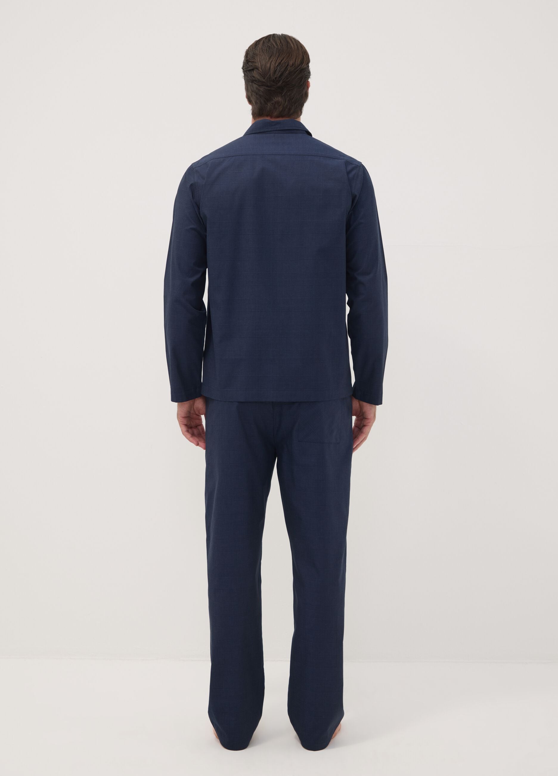 Pigiama blu in puro cotone organico con colletto