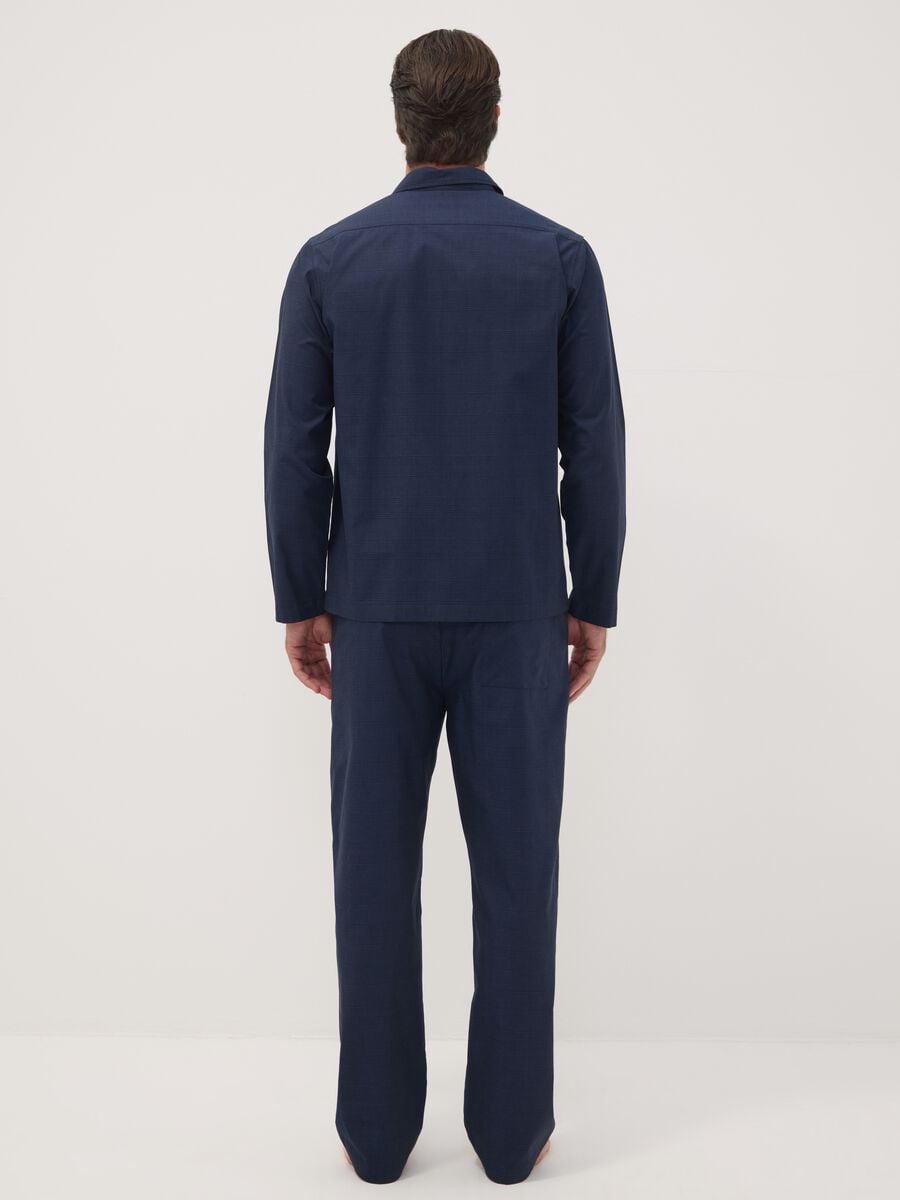 Pigiama blu in puro cotone organico con colletto_2