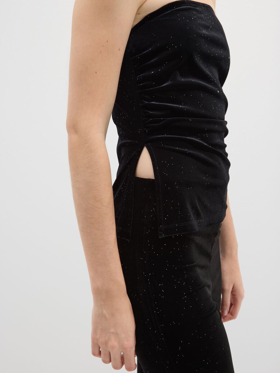 Top in chenille elasticizzato nero regular fit_3