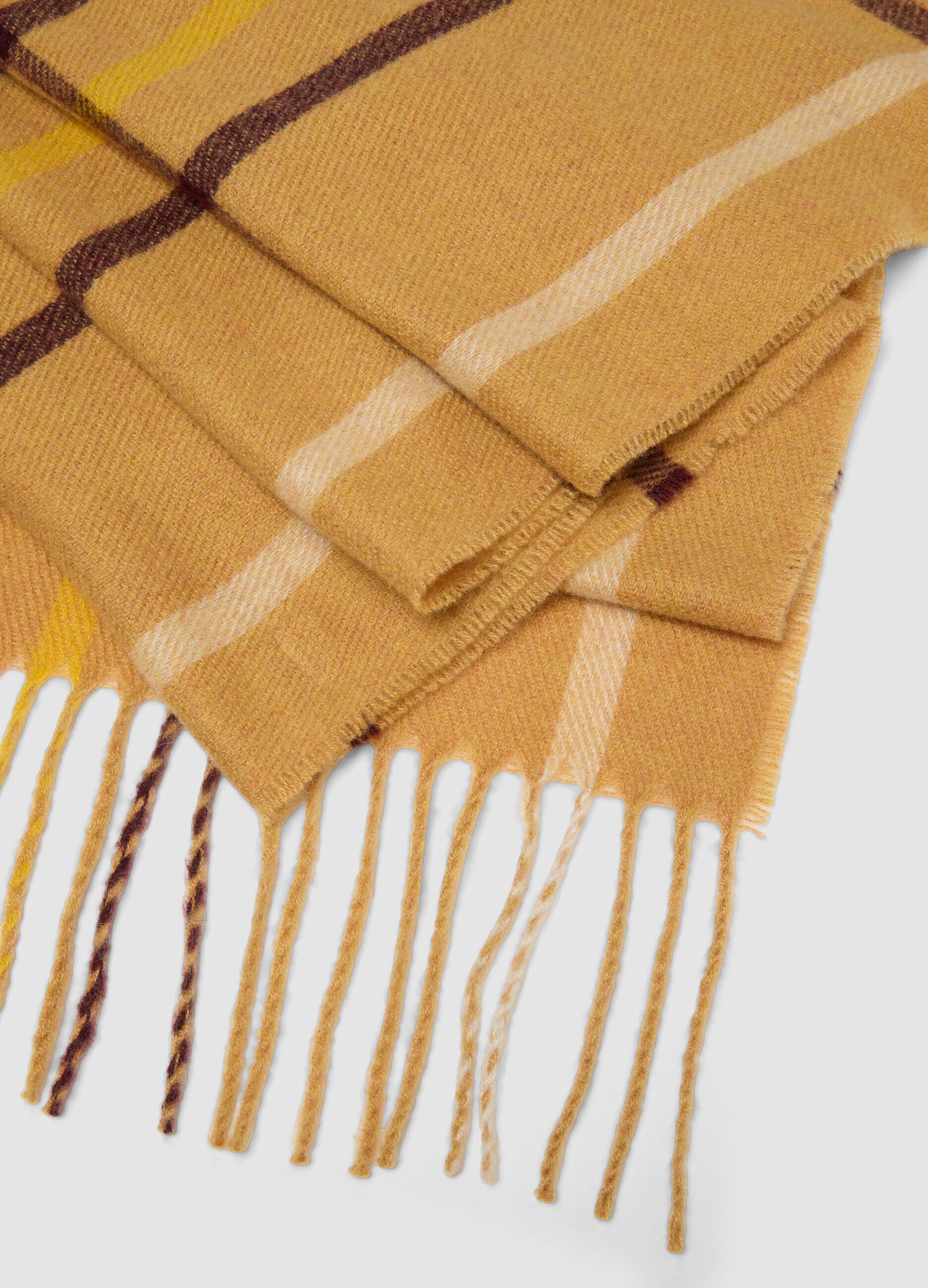 Yellow and blue wool-blend checked scarf