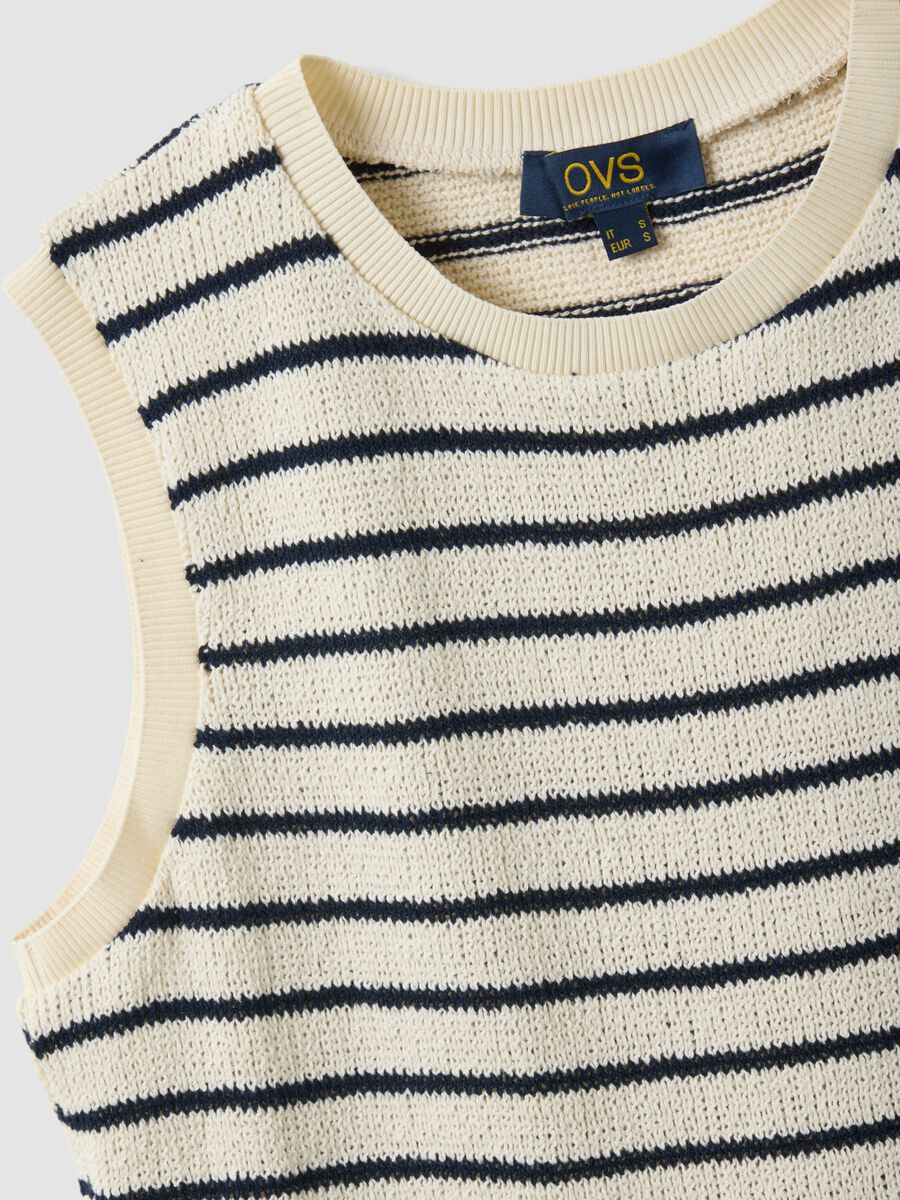 Regular-fit striped cotton-blend gilet in black and white_5