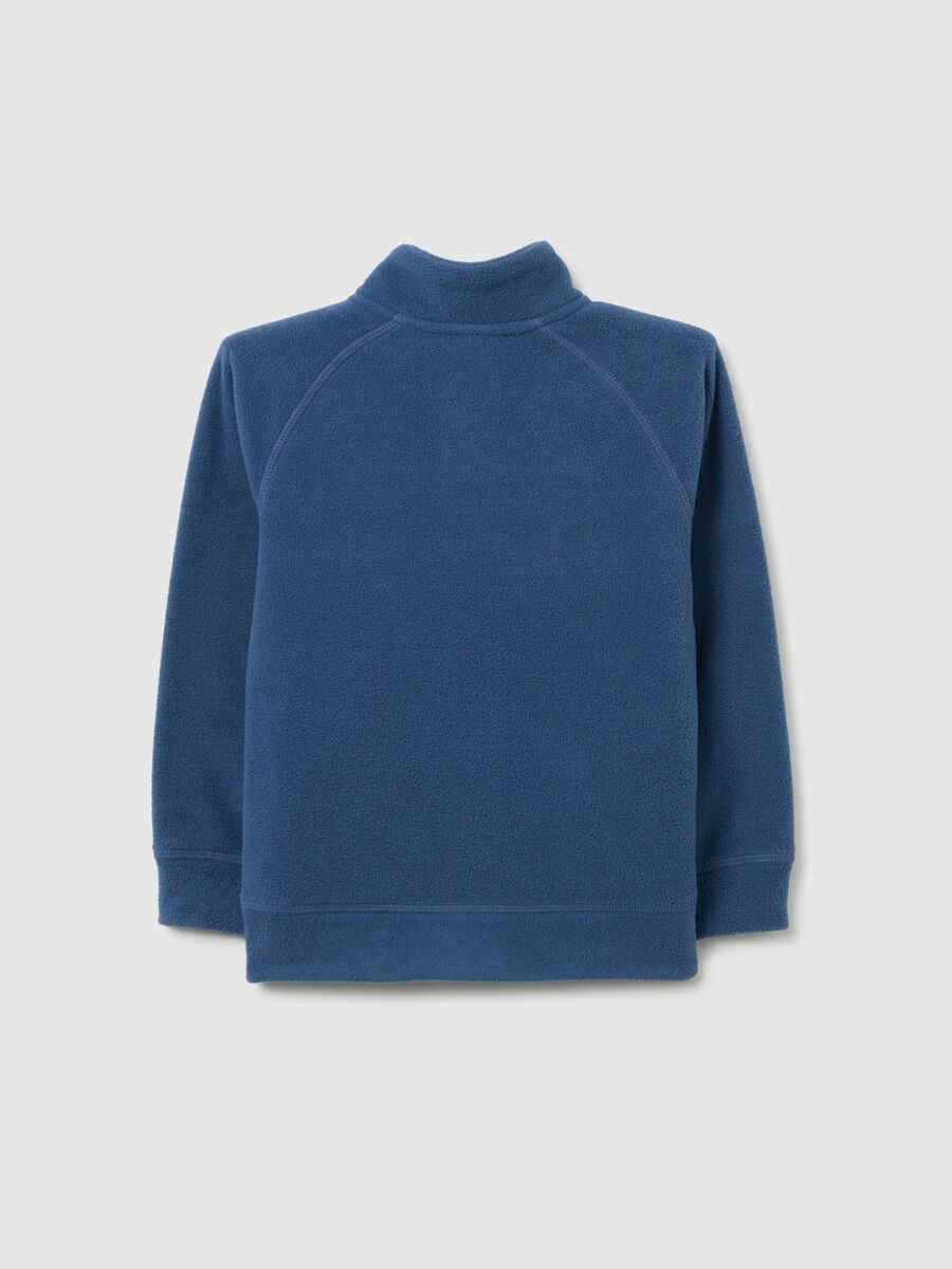 Blue high-neck fleece sweater for boys, regular fit with zip_1