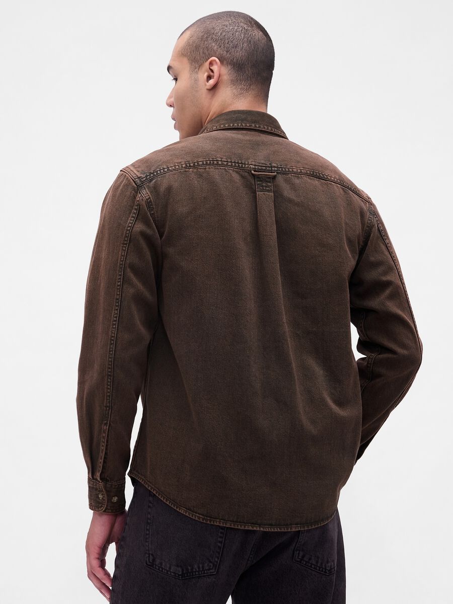 Brown long sleeve cotton shirt_1