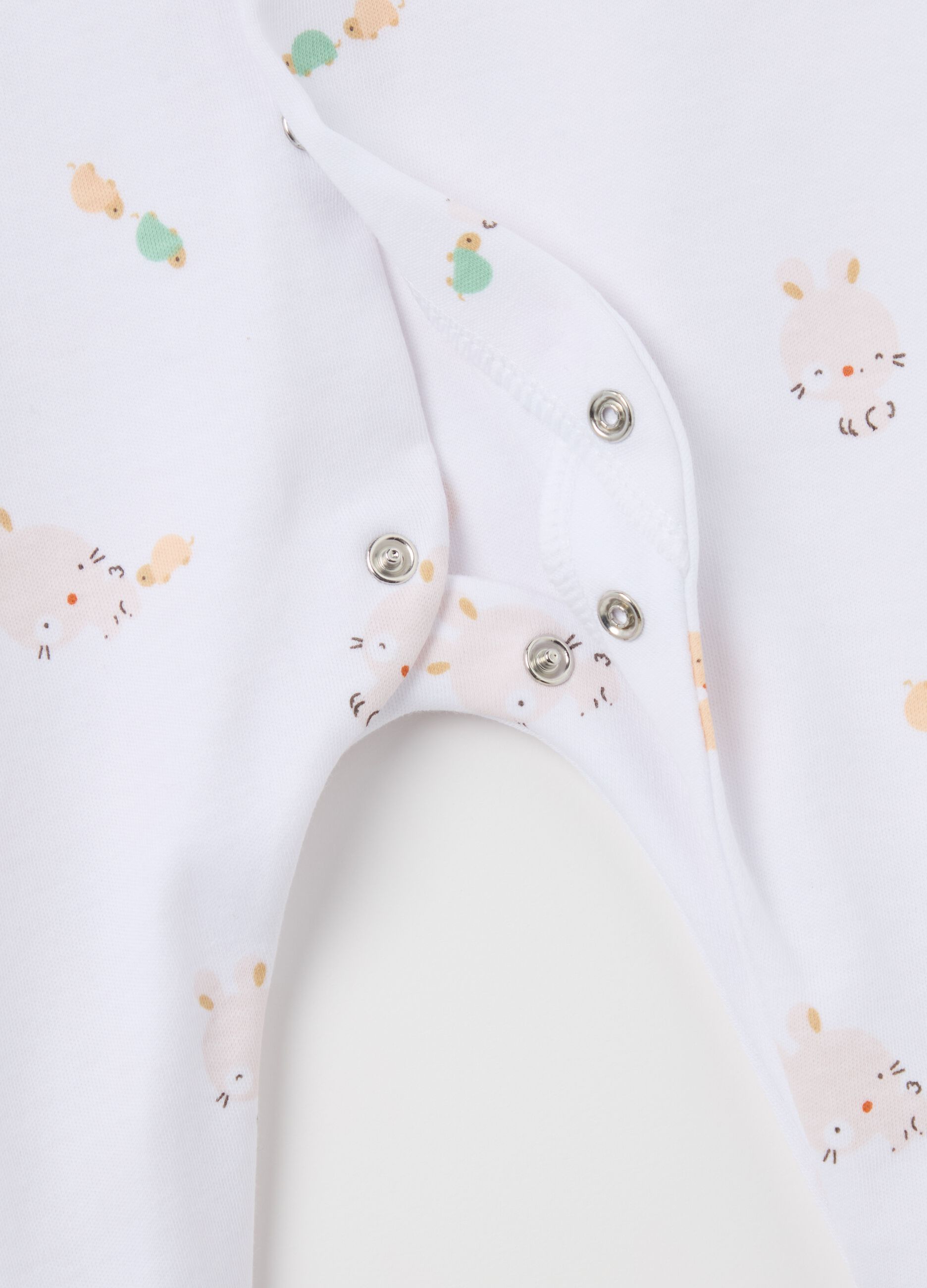 Two-pack onesie with feet and rabbits print