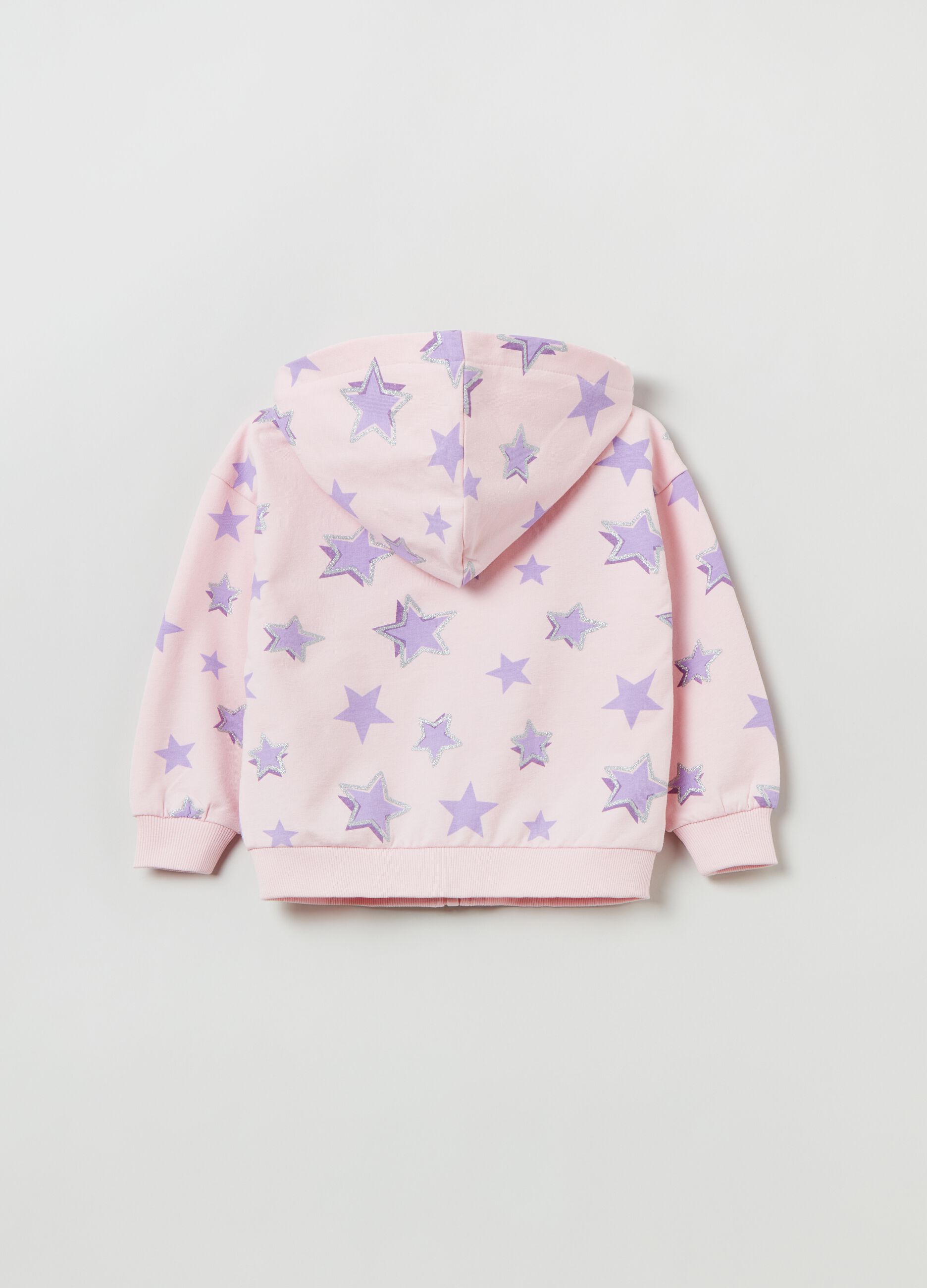 Full-zip con cappuccio e stampa glitterata_1