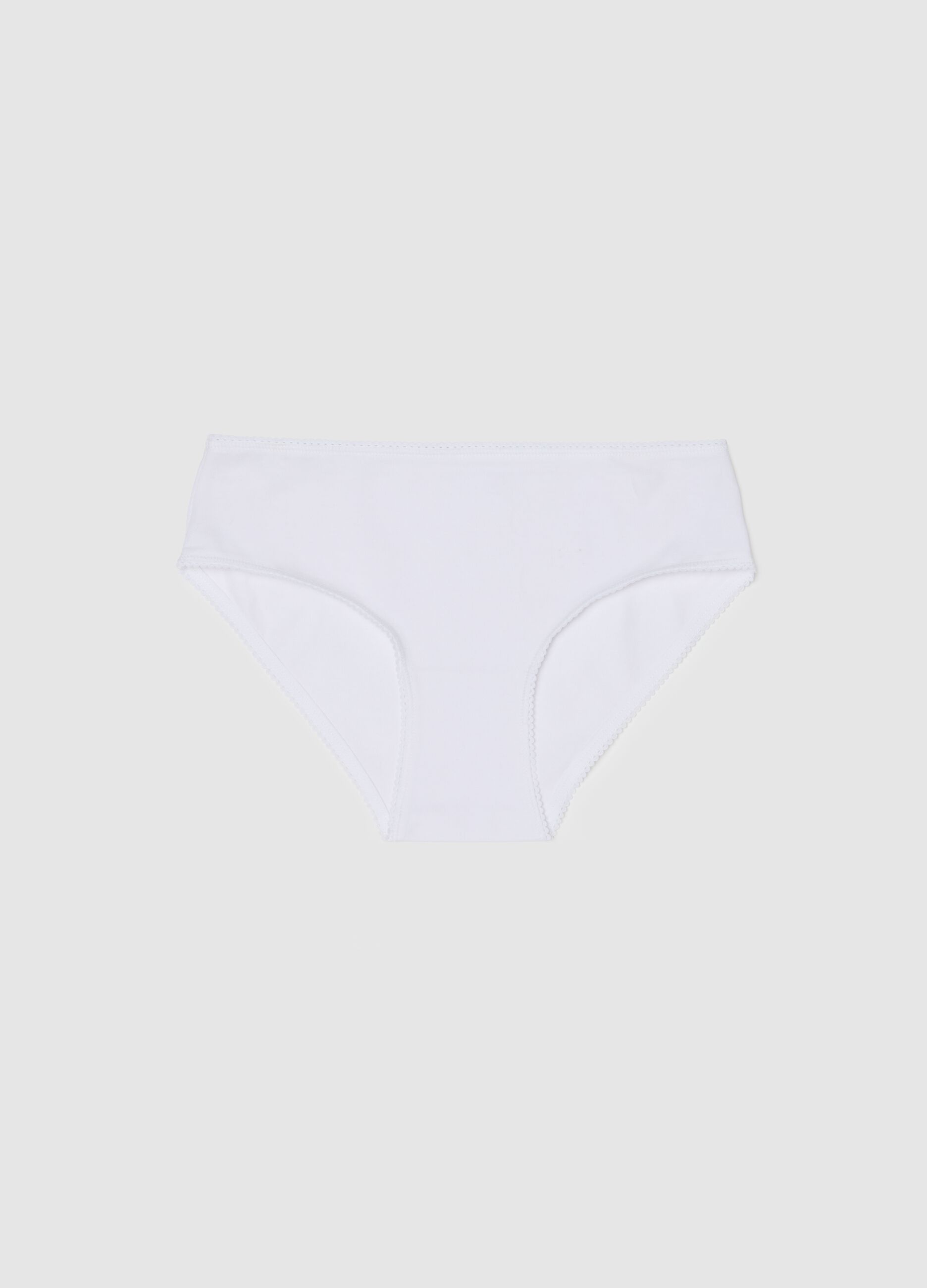 Girls' White Cotton Stretch Briefs - Regular Fit