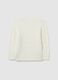 White children's crew neck pullover with regular fit and cable design_1