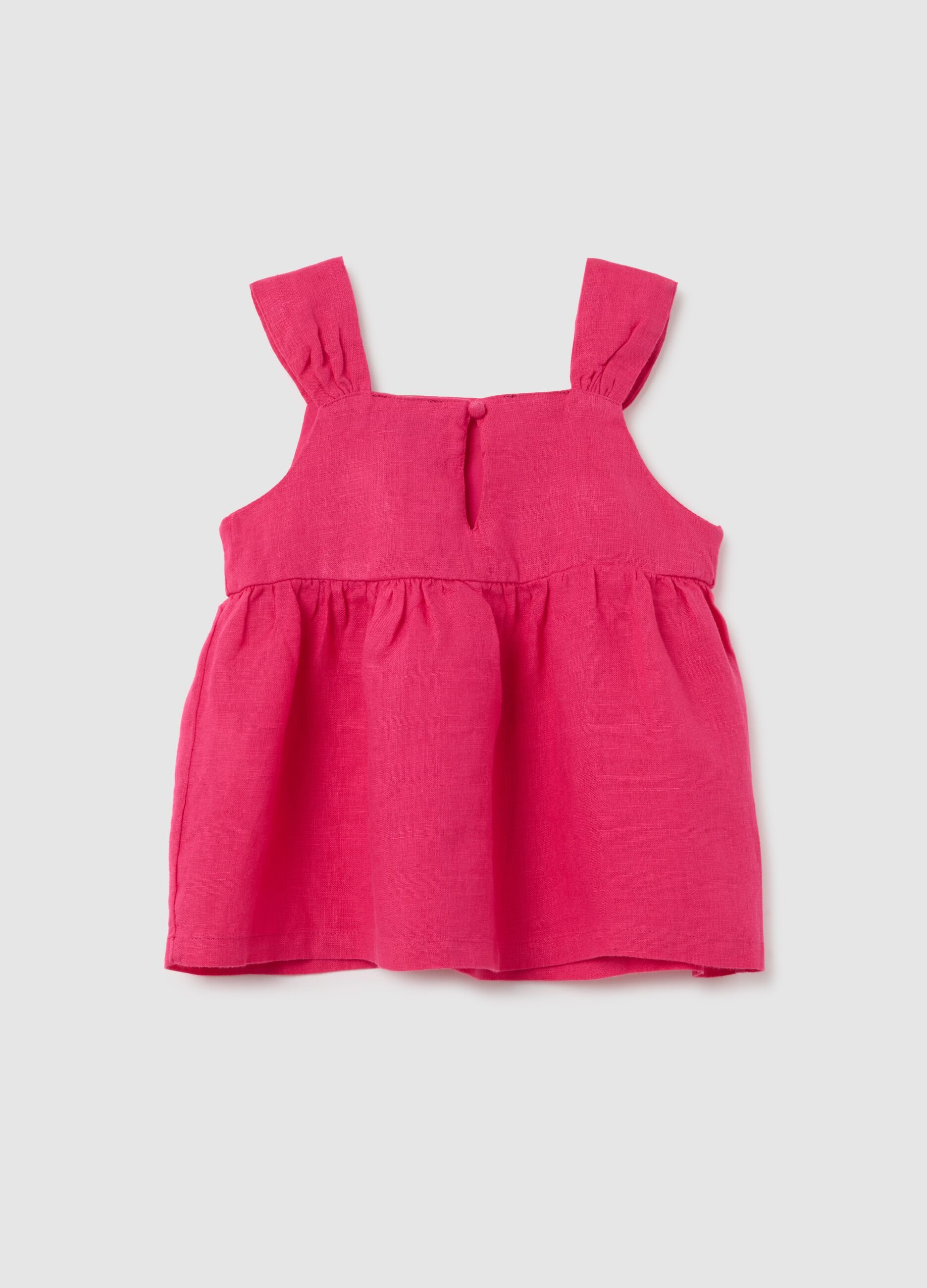Abitino da bambina in lino rosa regular fit