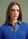 Blue pure cotton cable-knit jumper with deep V-neck_3