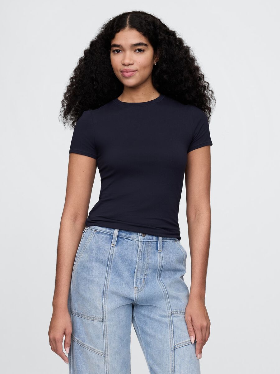 Black stretch short-sleeve t-shirt_0