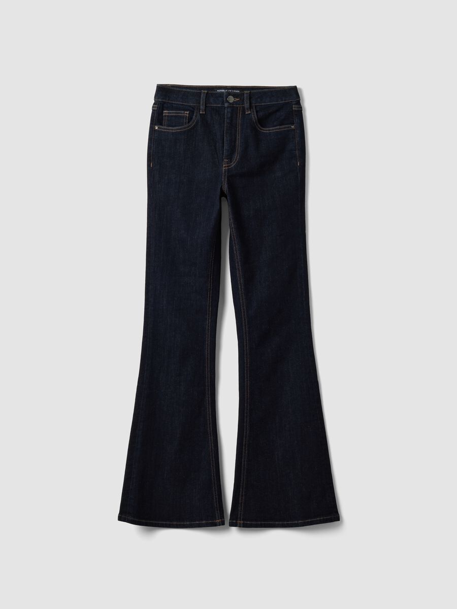 Blue flared stretch-cotton jeans_4
