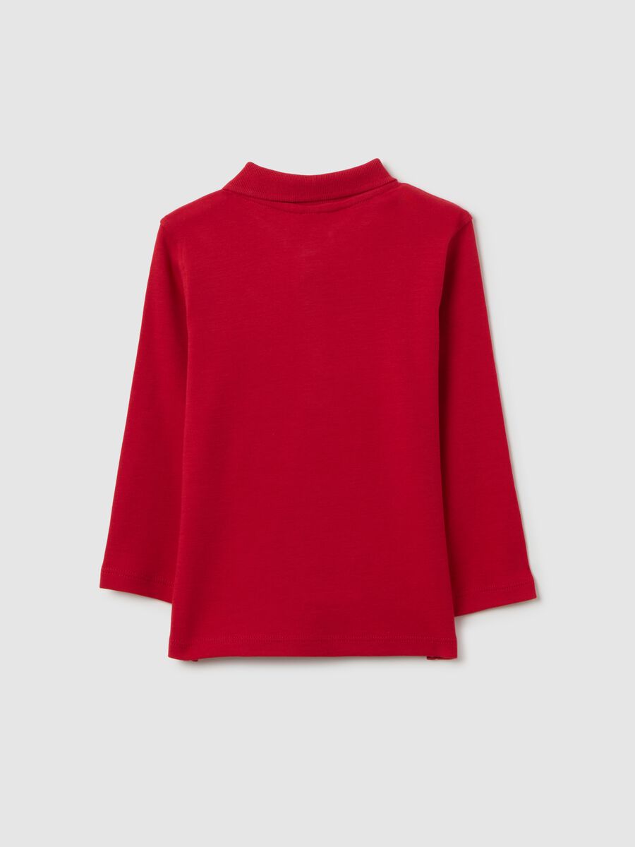 Children's red regular fit pure cotton polo shirt_1