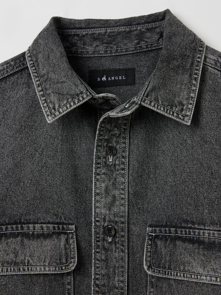 Camicia in puro cotone grigia regular fit_1