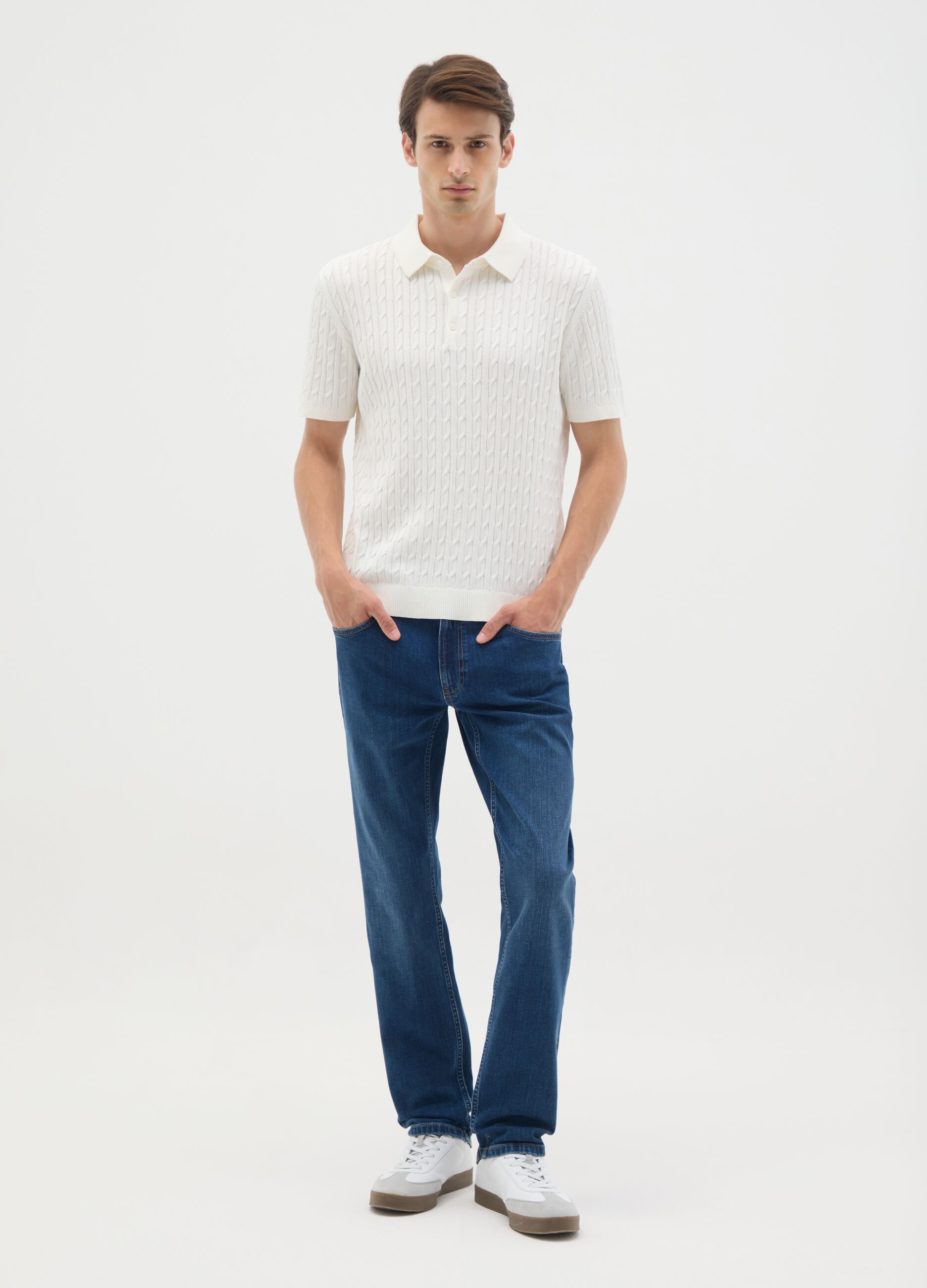White pure cotton polo regular fit