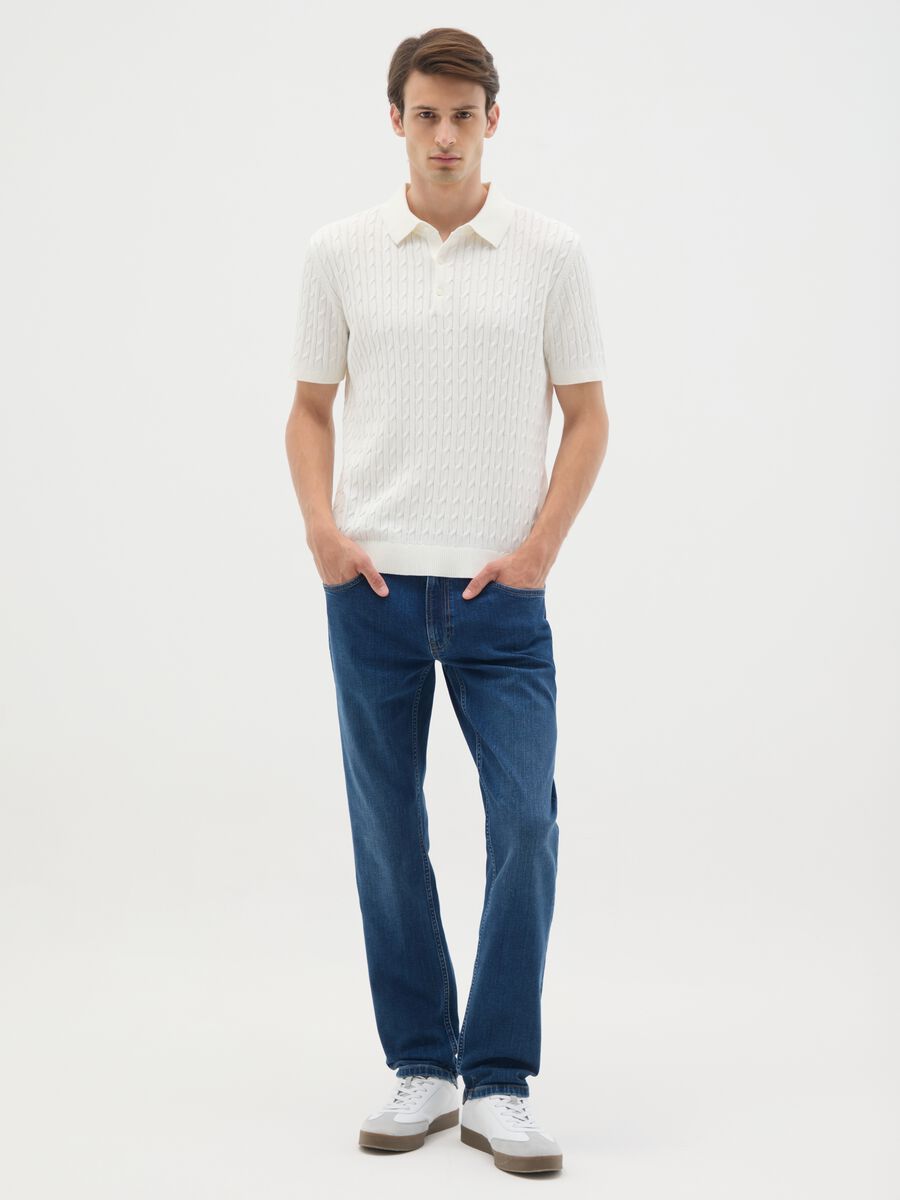Polo in puro cotone bianca regular fit_1