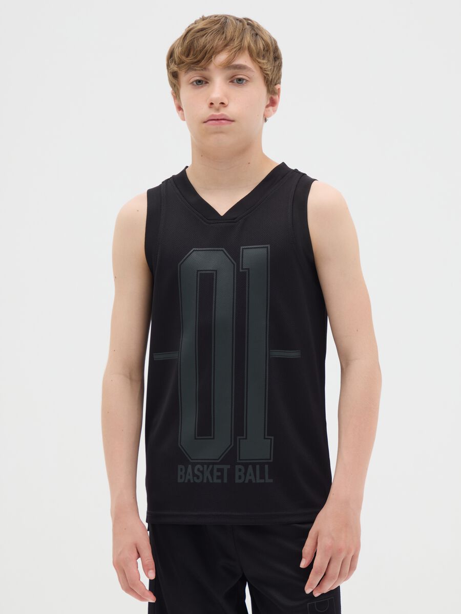 Boys' Sleeveless Black Regular Fit Top_0