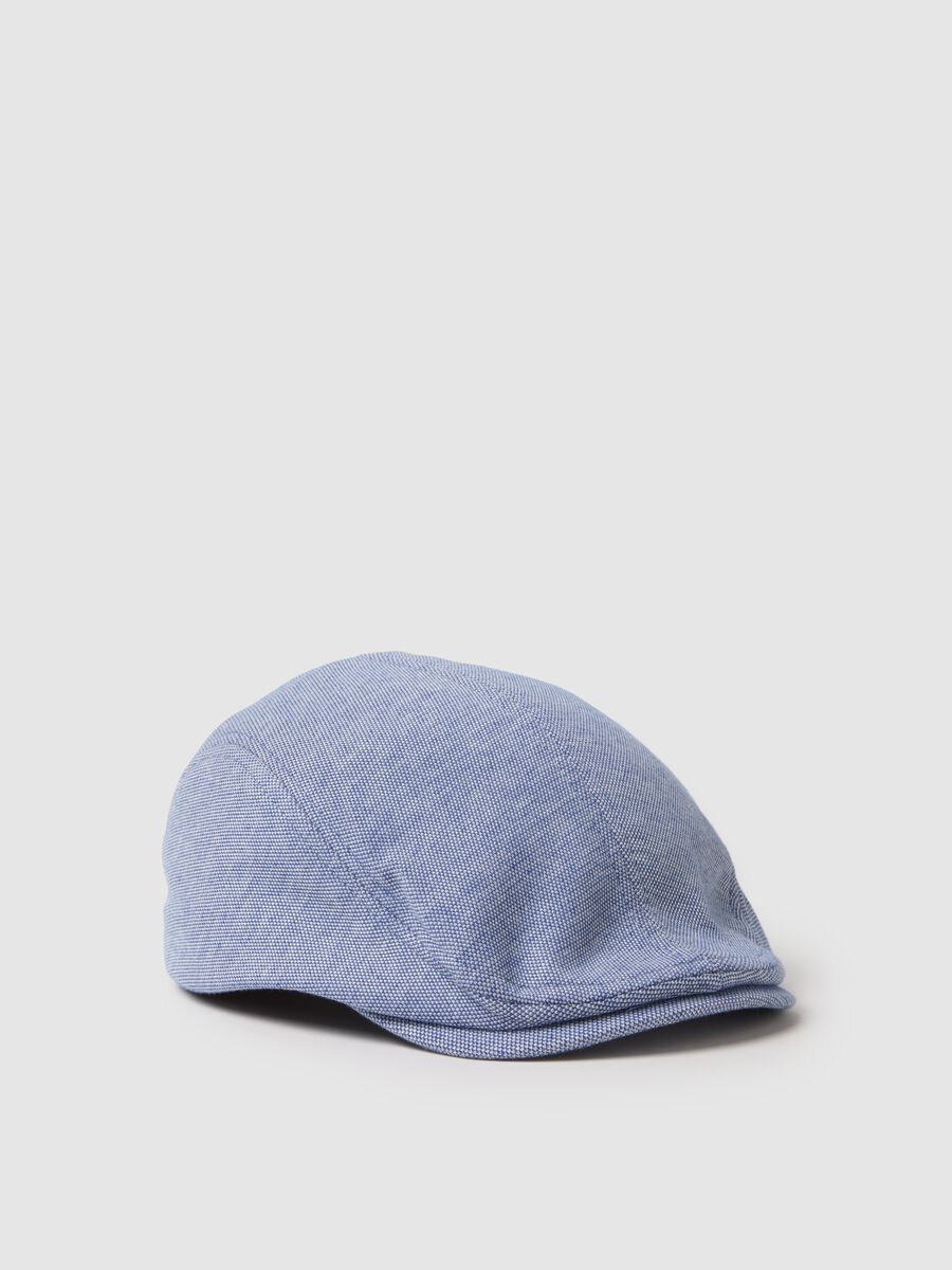 Blue chambray regular fit flat cap_0