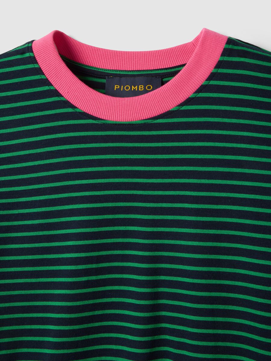 Green striped pure cotton regular fit T-shirt_5