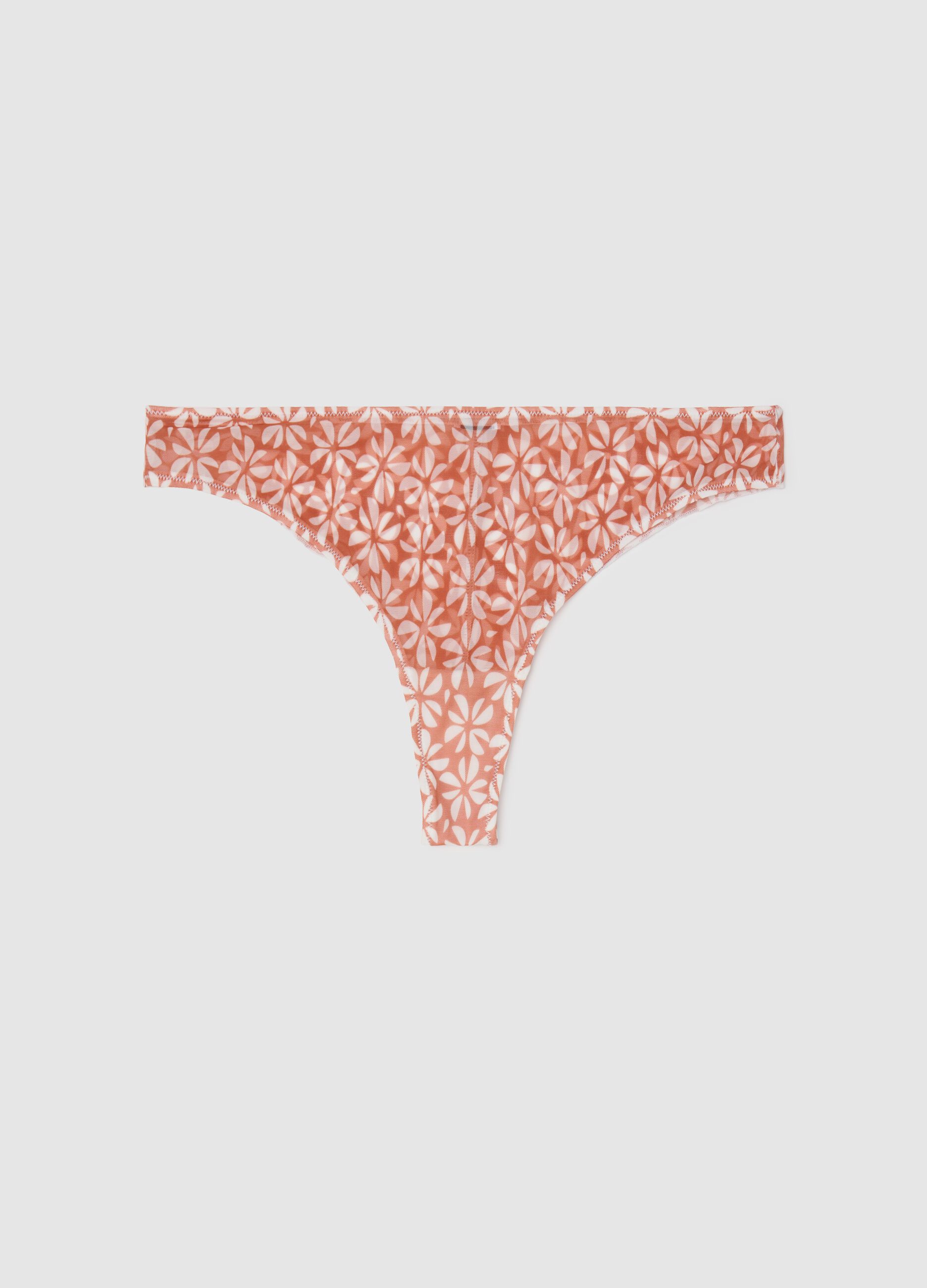 Women’s briefs in multicoloured stretch fabric with floral design