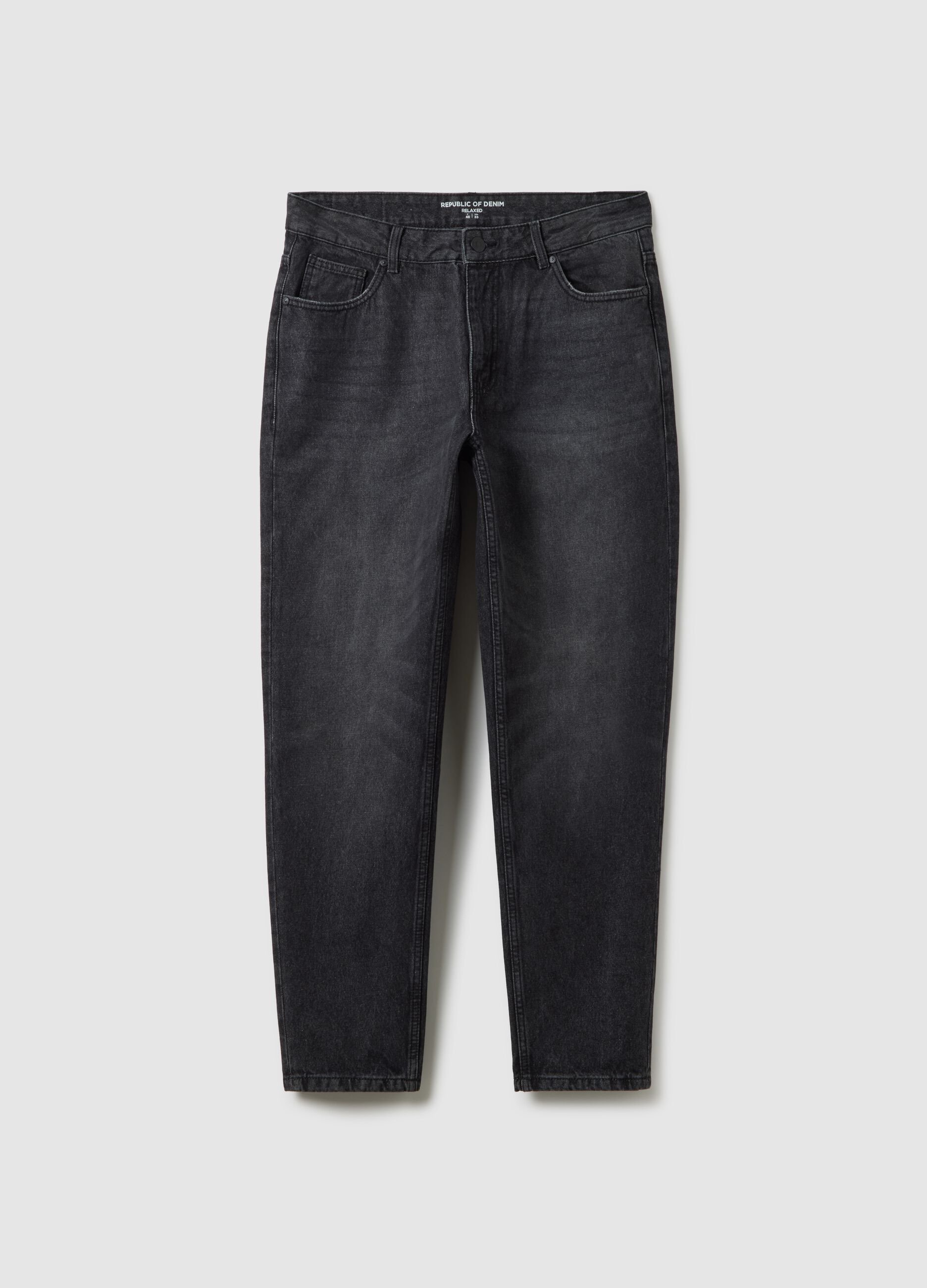 Relaxed fit black pure cotton jeans