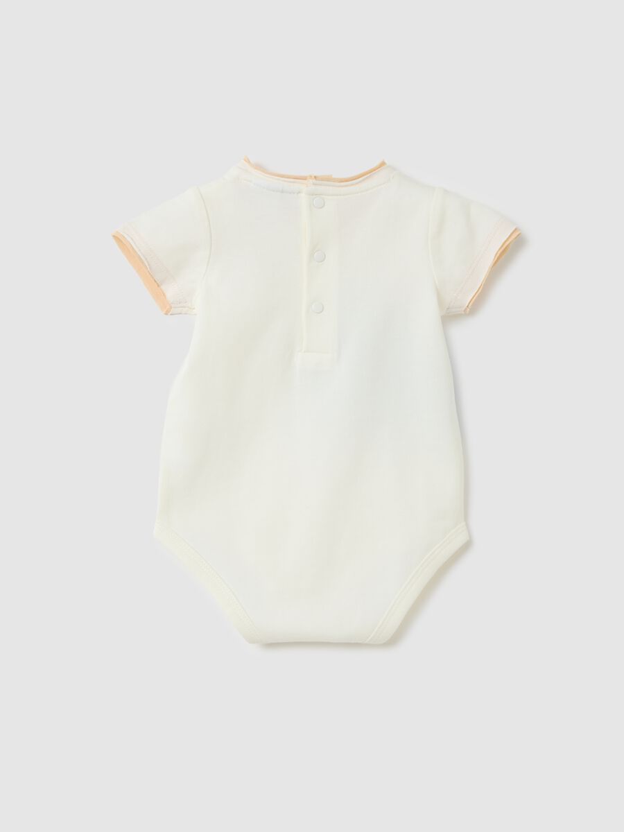 Baby bodysuit in pure white cotton with print_1