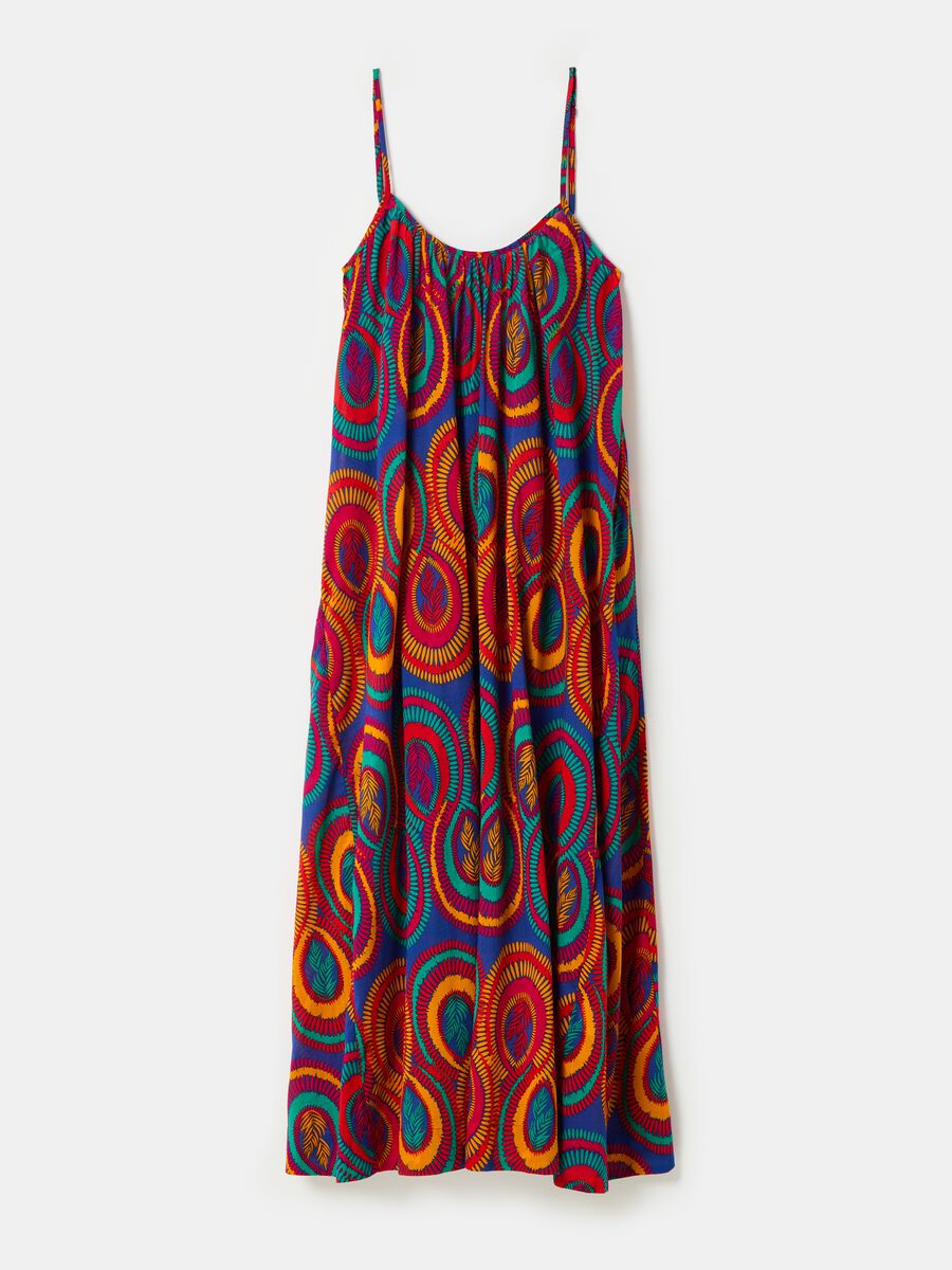 Long printed dress with bare back_3