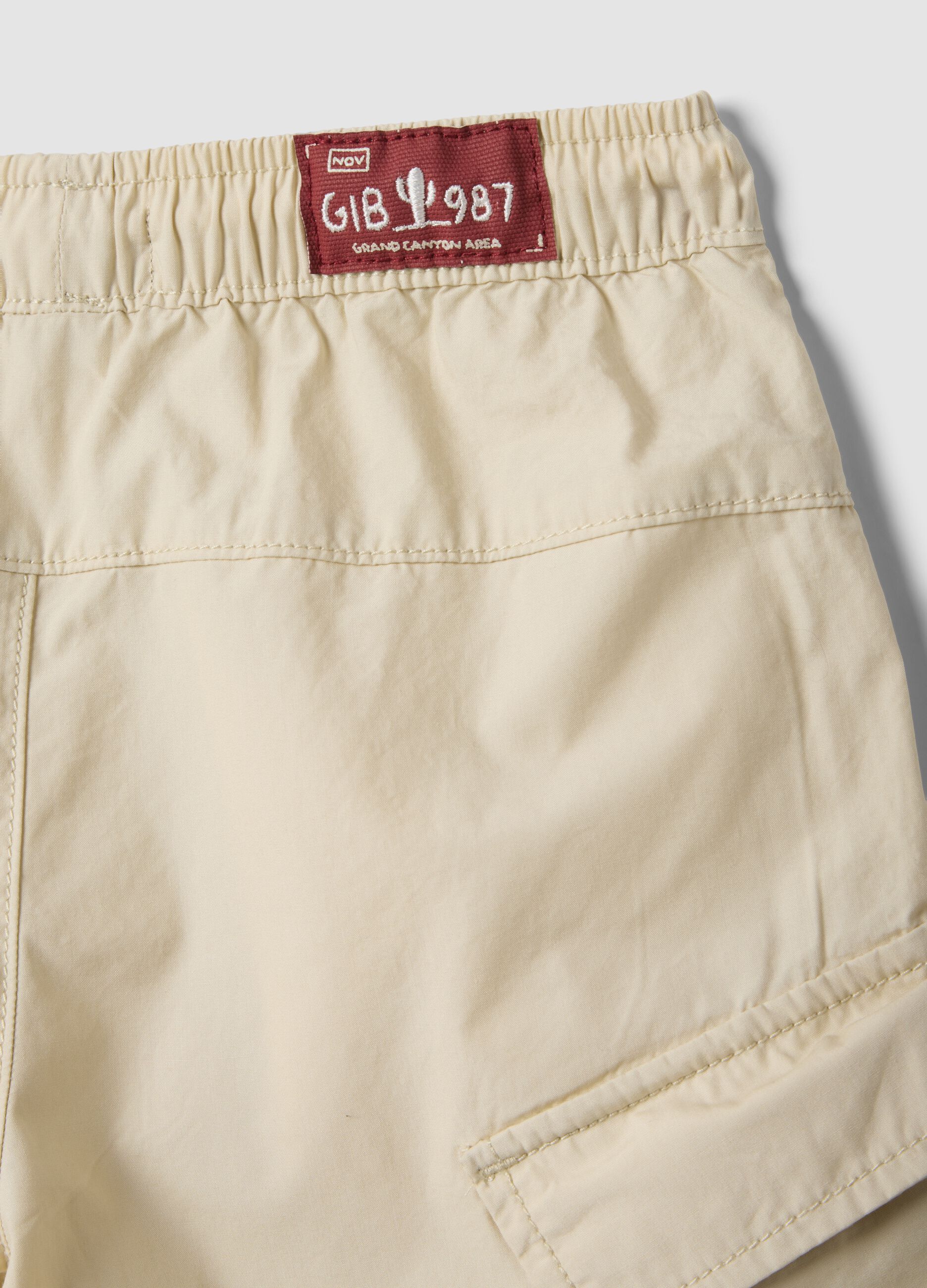 Beige pure cotton cargo shorts