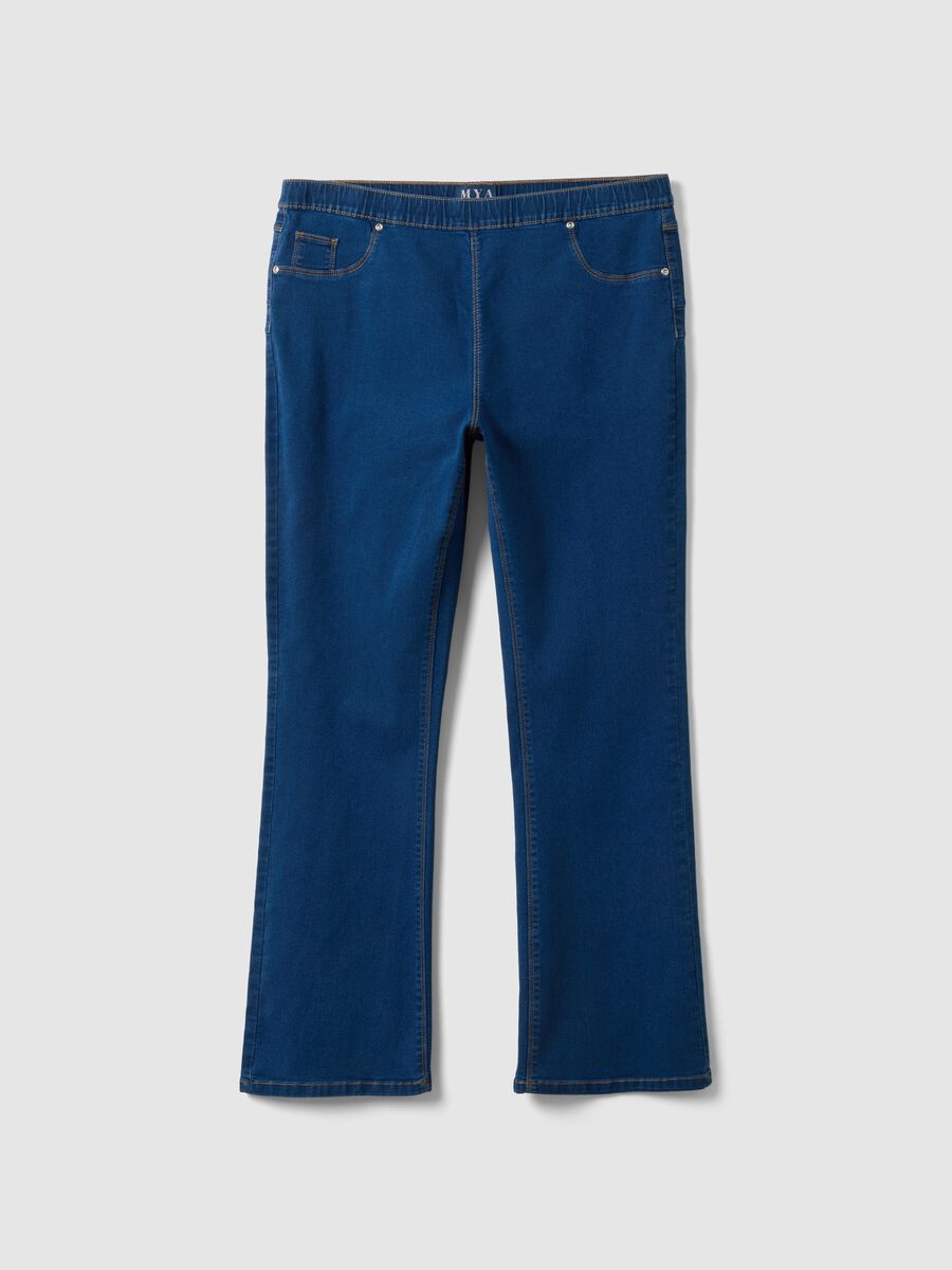 Pantaloni bootcut blu in cotone elasticizzato regular fit_0