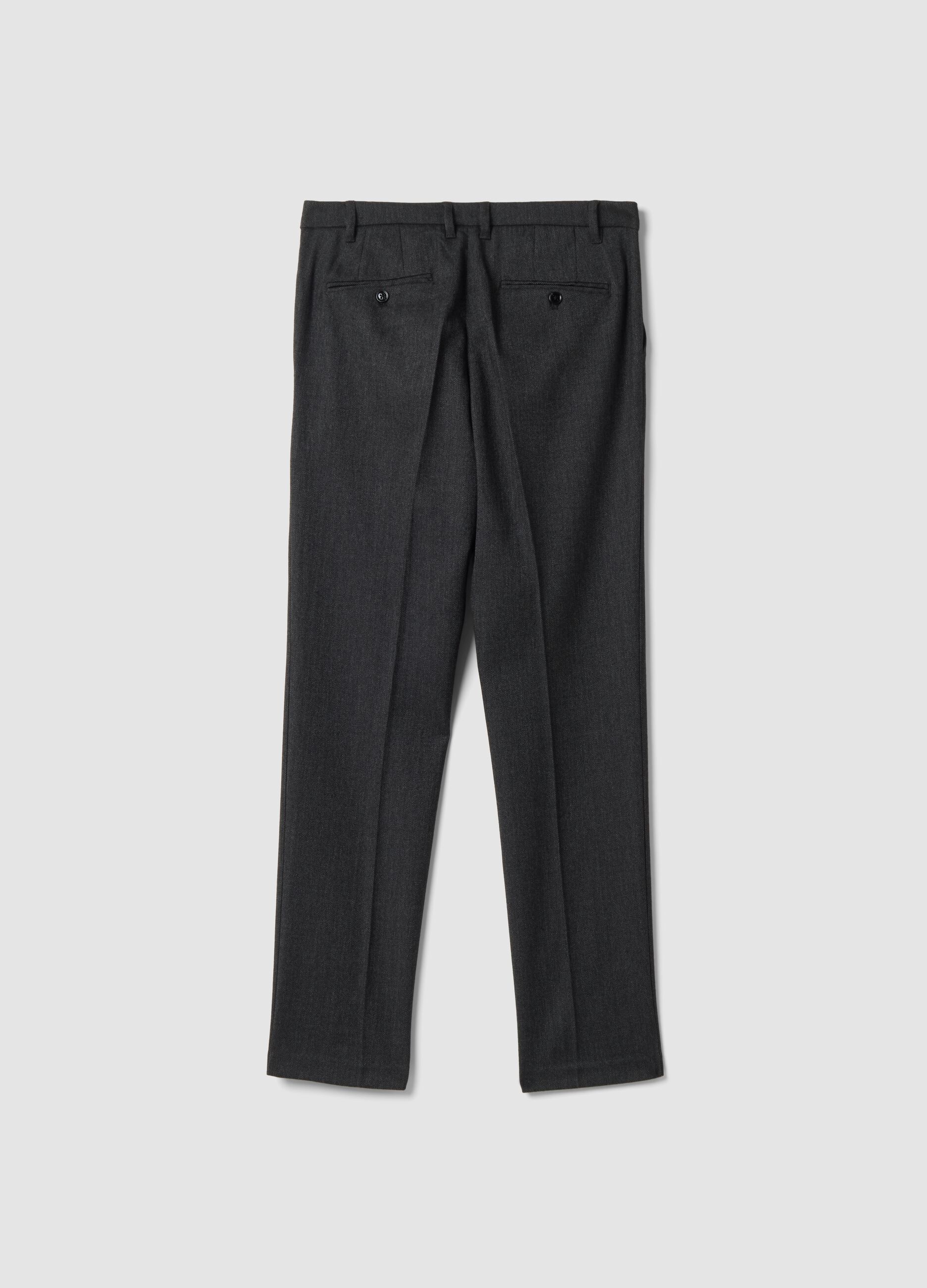 Grey and black slim-fit stretch viscose chino trousers
