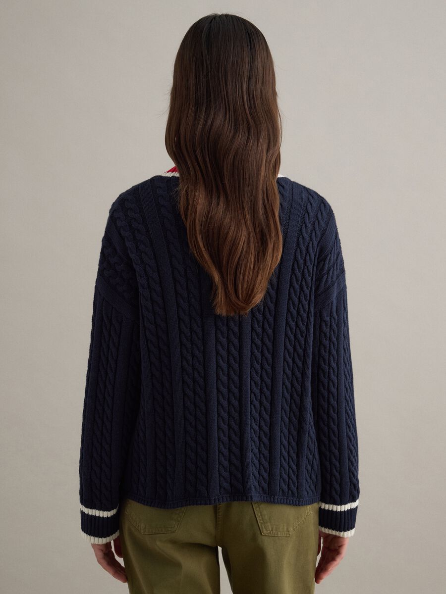 Multicolour pure cotton oversized cardigan with deep V-neck_3