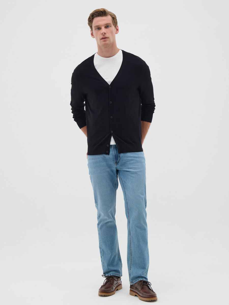 Men's pure cotton blue regular fit jeans_0