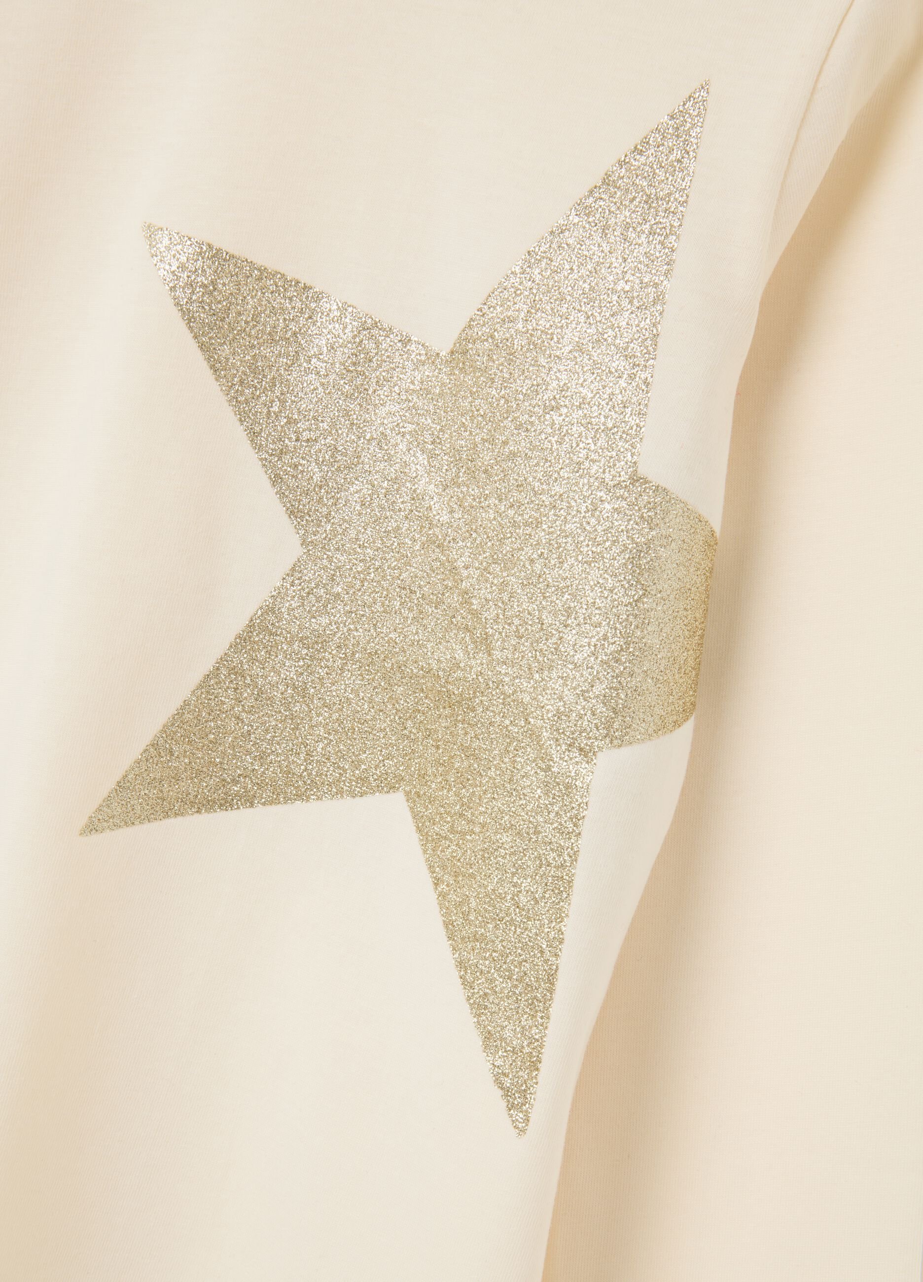 Beige girls' T-shirt in pure cotton, regular fit