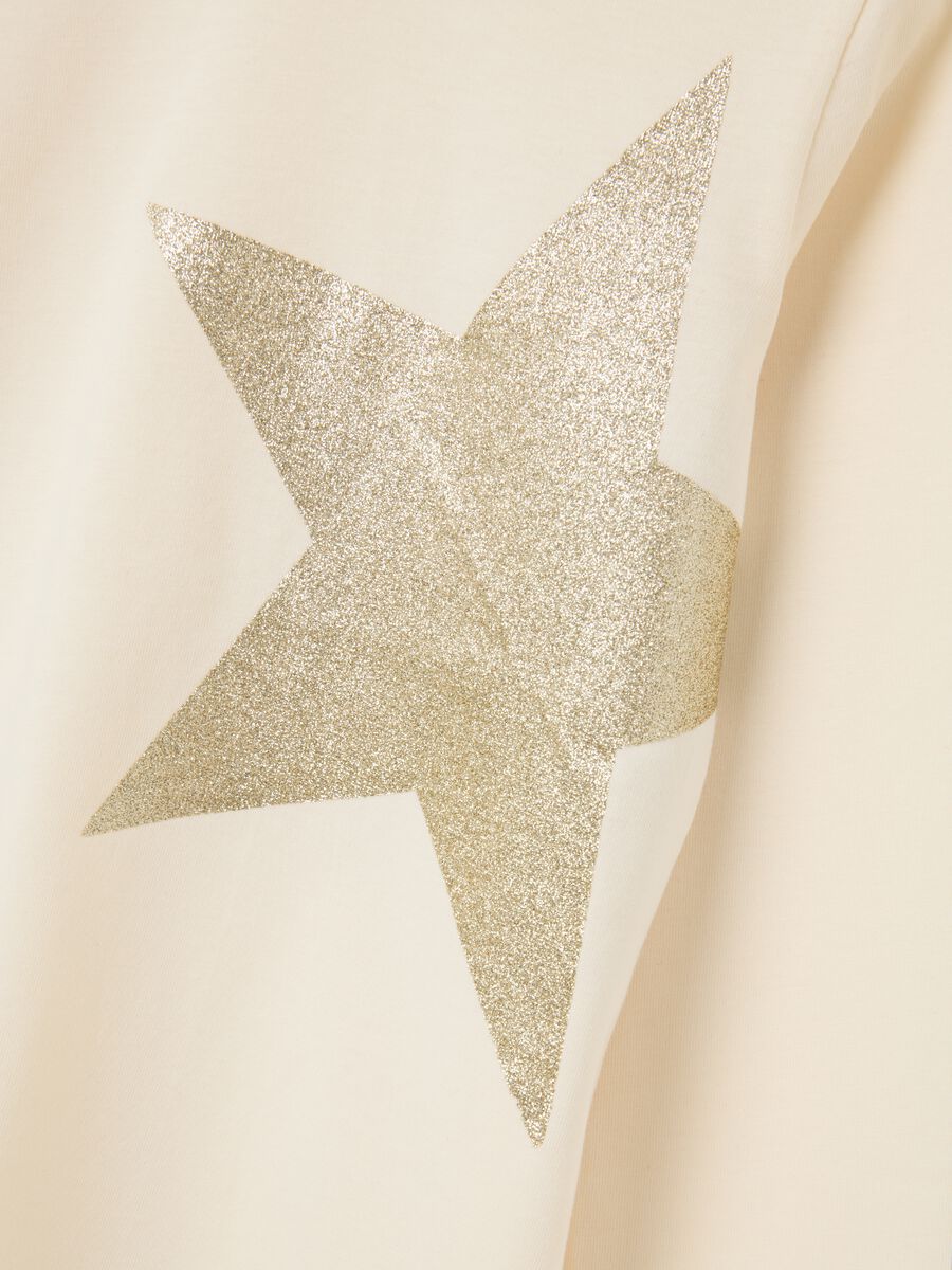 Beige girls' T-shirt in pure cotton, regular fit_3