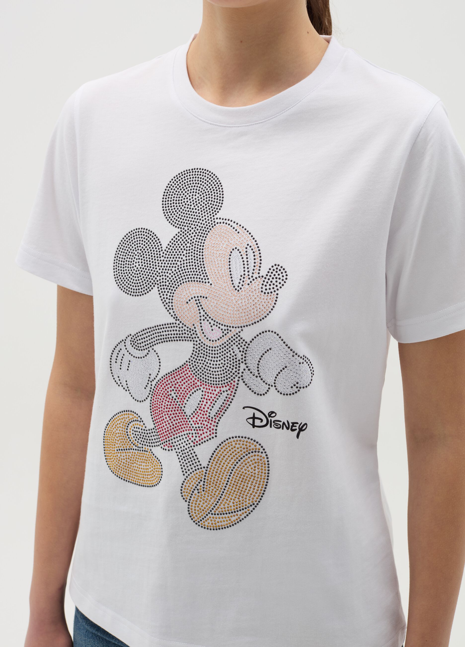 T-shirt with diamanté Mickey Mouse