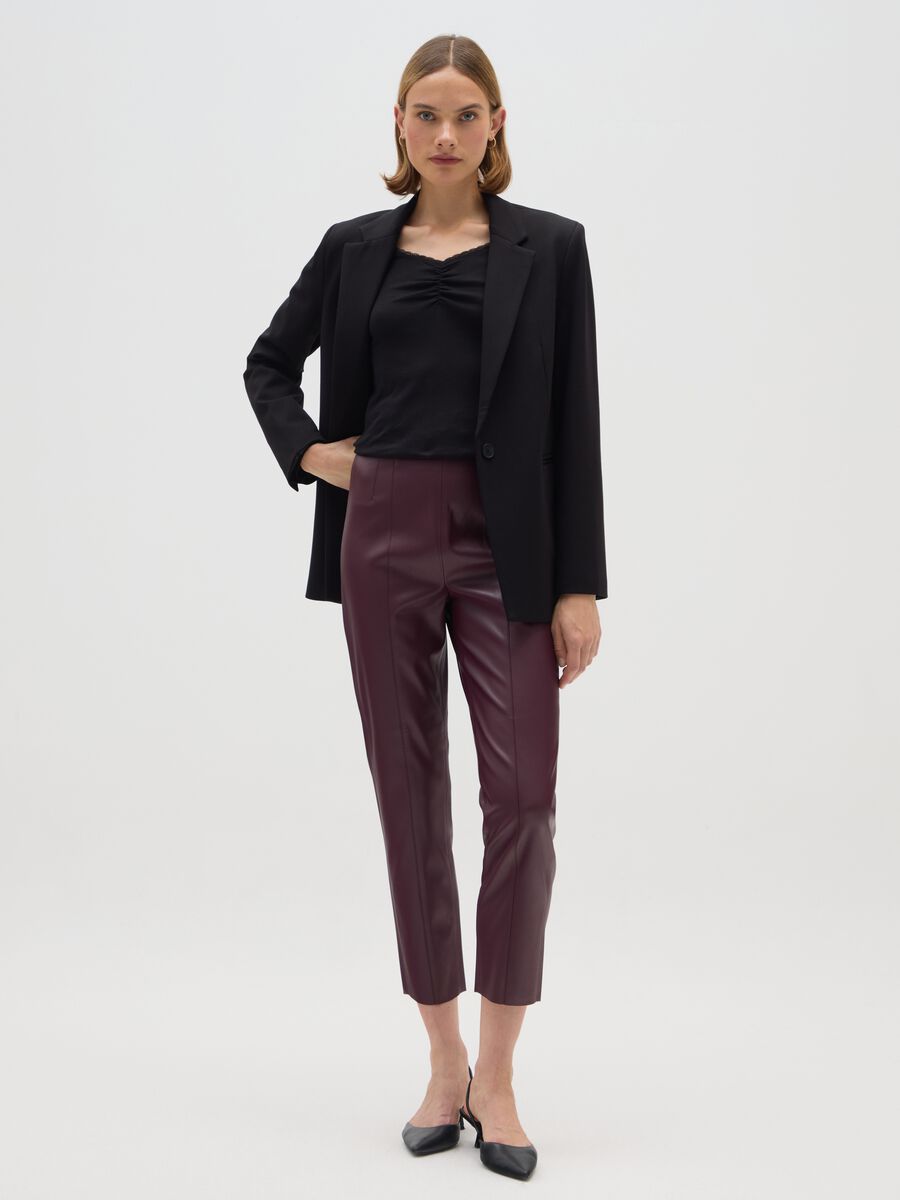 Red Slim Fit Patent Effect Leggings_0