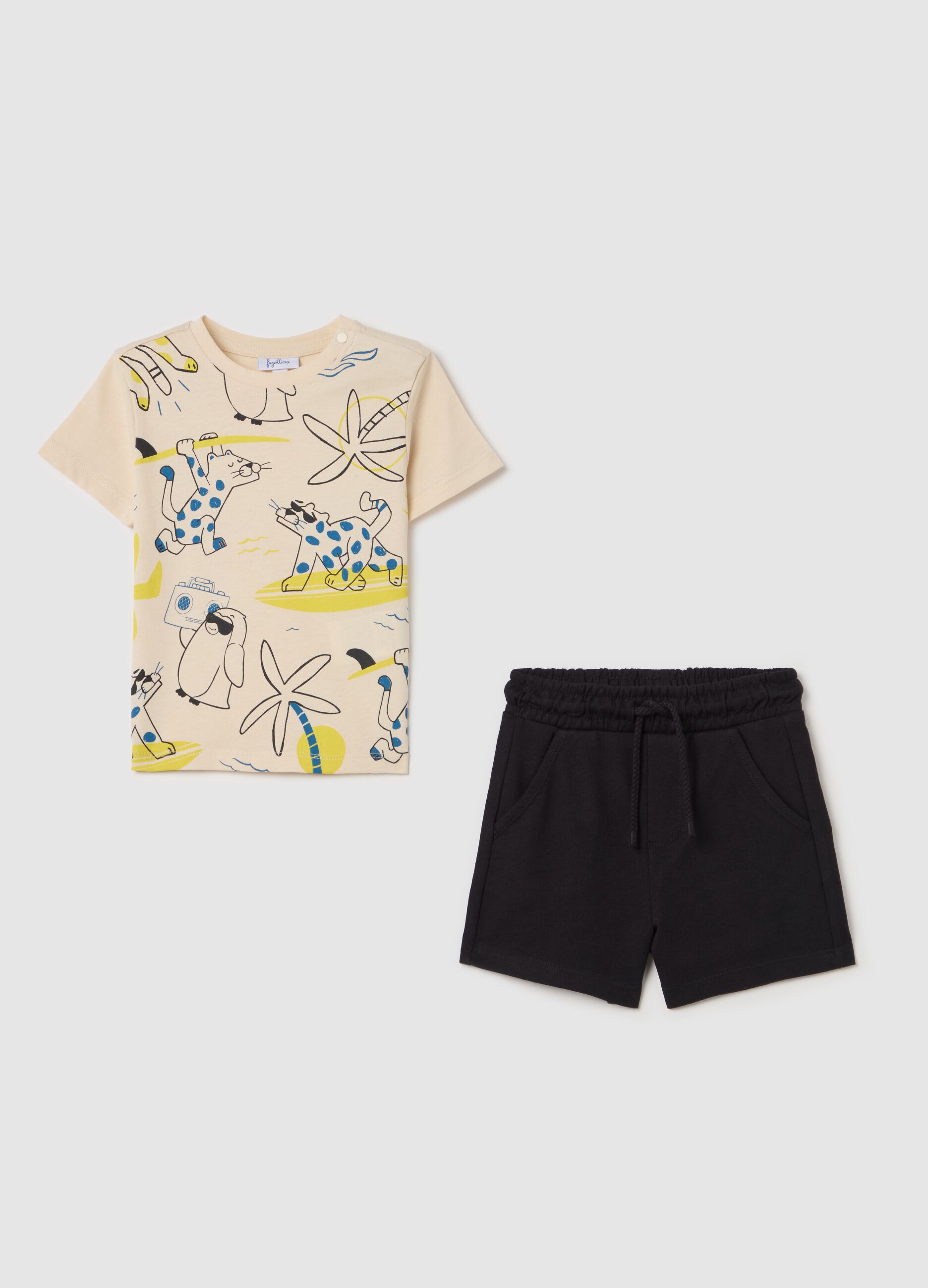 Cotton jogging set with animals print