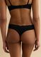 Black thong in stretch fabric with lace details_2