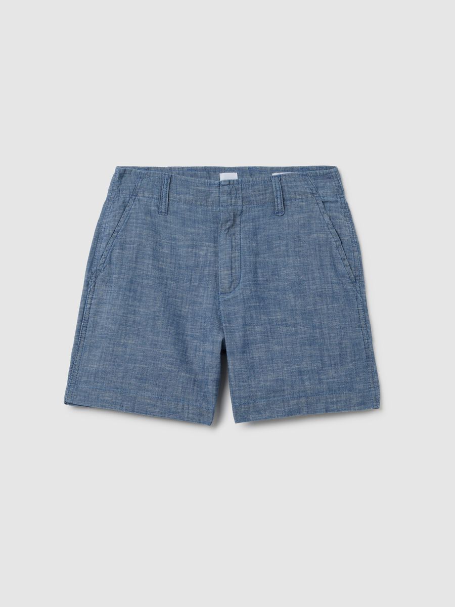 Chambray cotton shorts_0