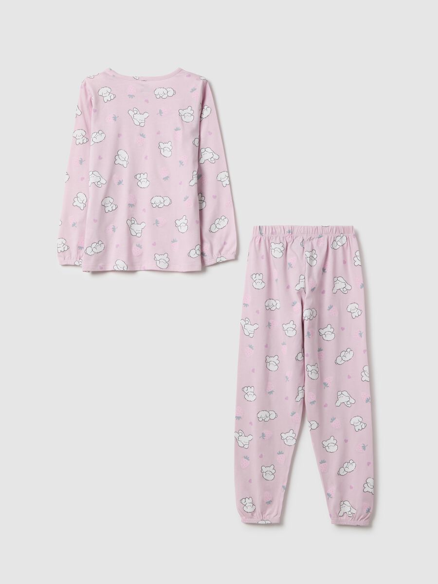 Pink pure cotton regular fit pyjamas with prints for girls_1