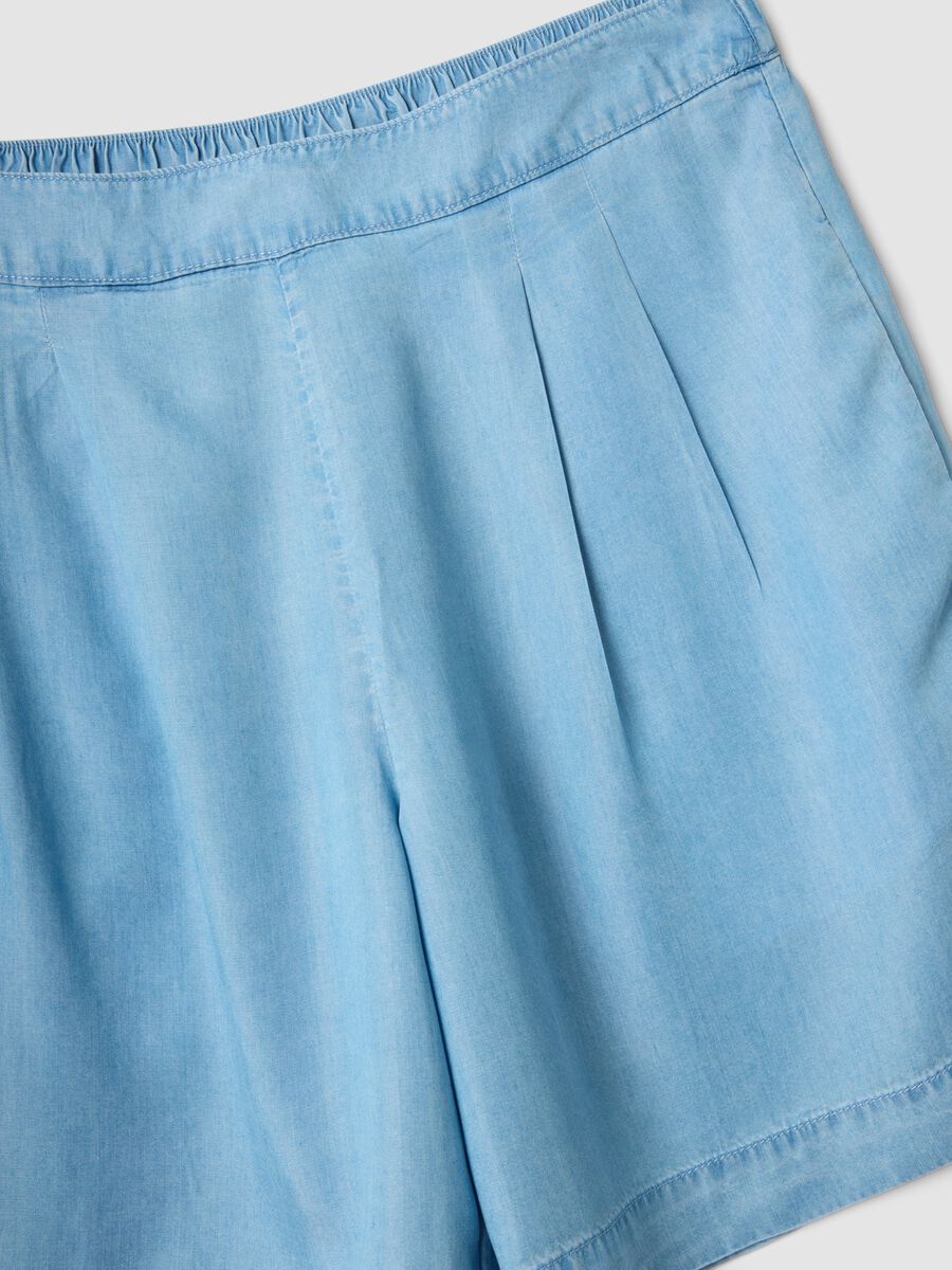 Shorts azzurri in puro lyocell con vita elasticizzata relaxed fit_1