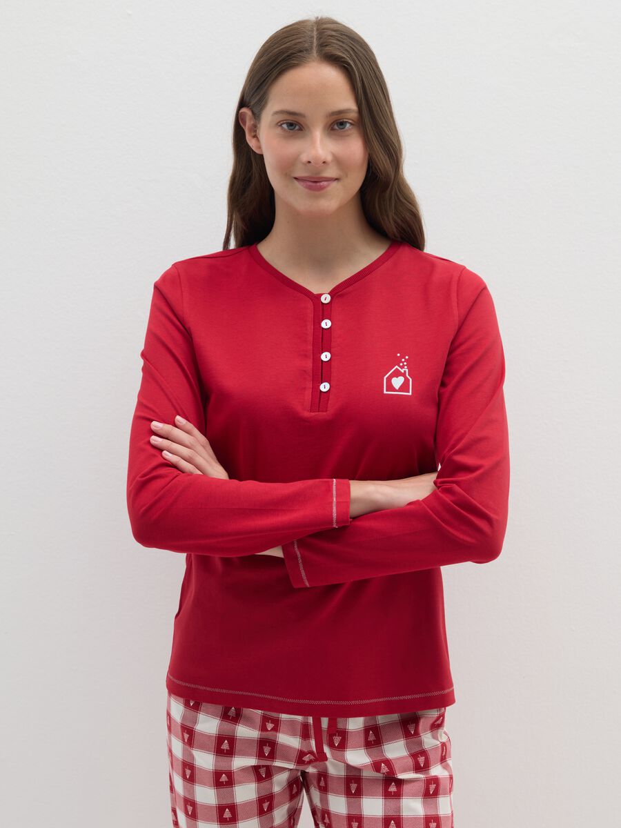 Multicoloured check Christmas pyjamas in pure cotton regular fit_1