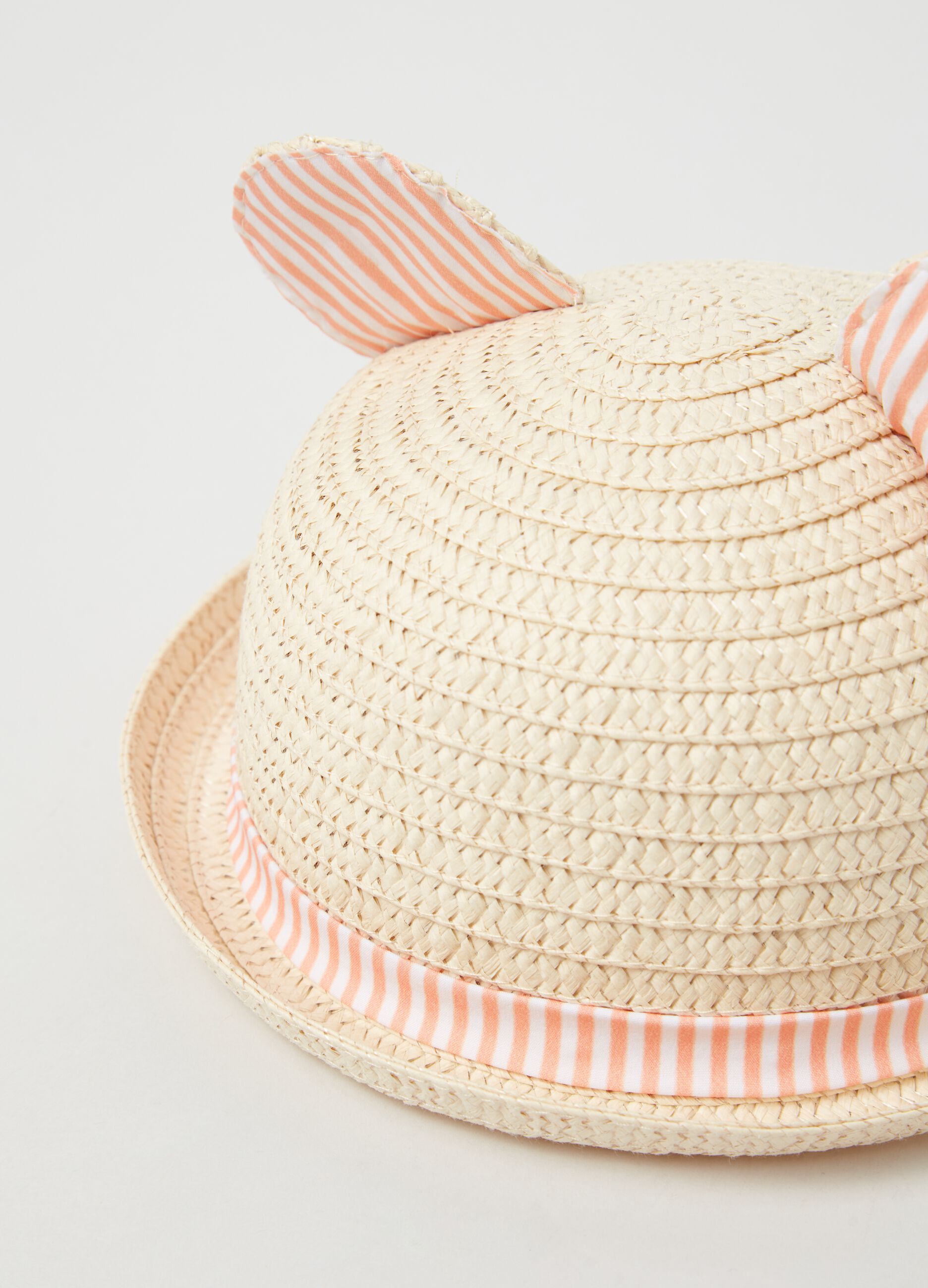 Straw hat with ears