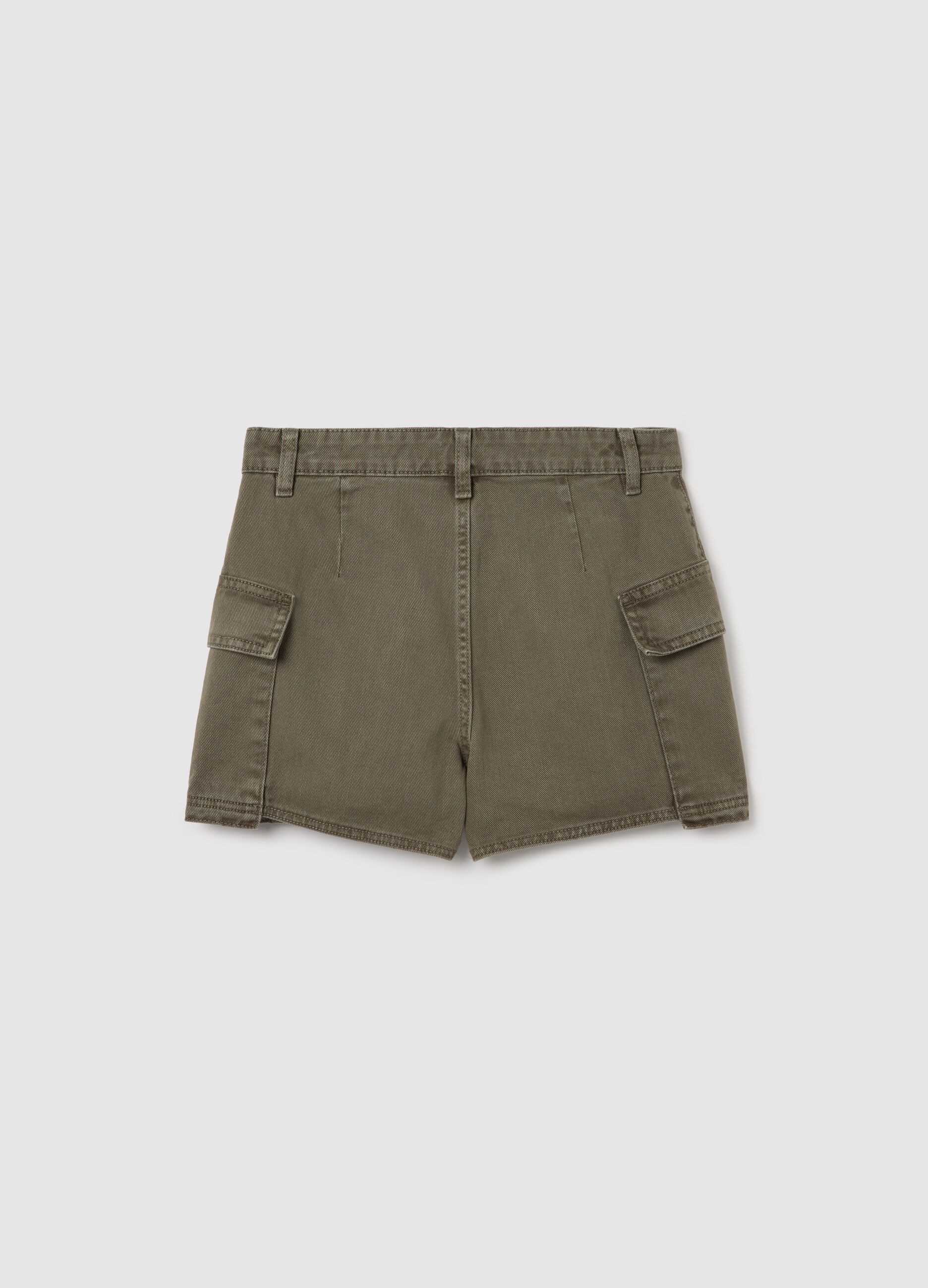Skort cargo verde in denim