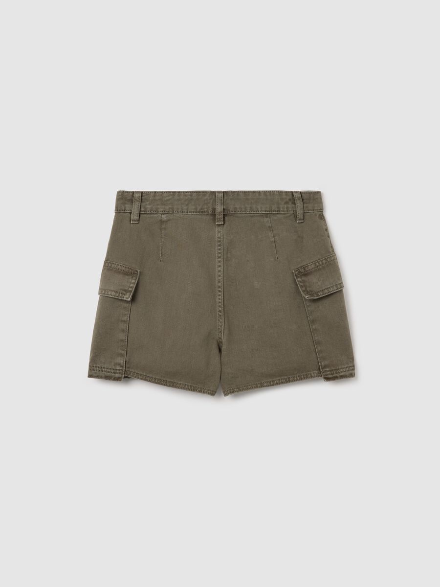 Skort cargo verde in denim_4