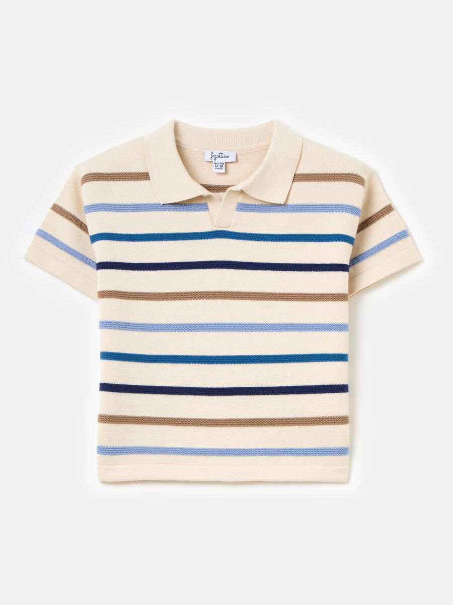 Knitted polo shirt with raised stripes_0
