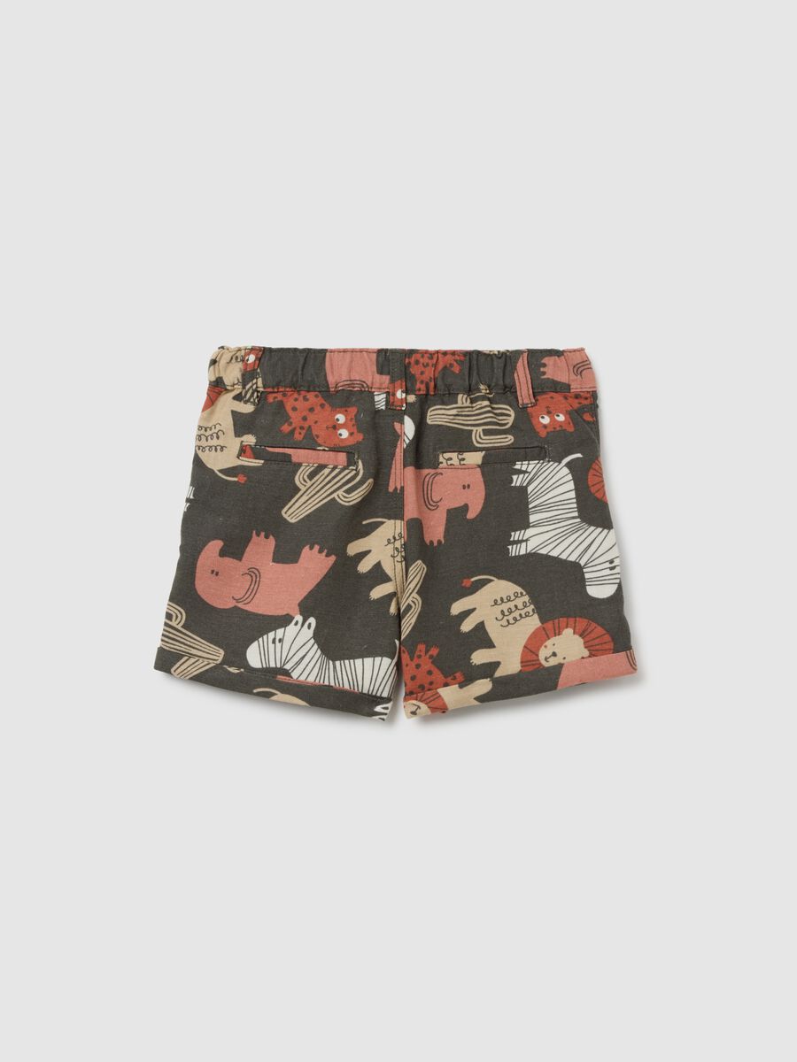 Multicoloured regular fit children's shorts in viscose and linen blend_1