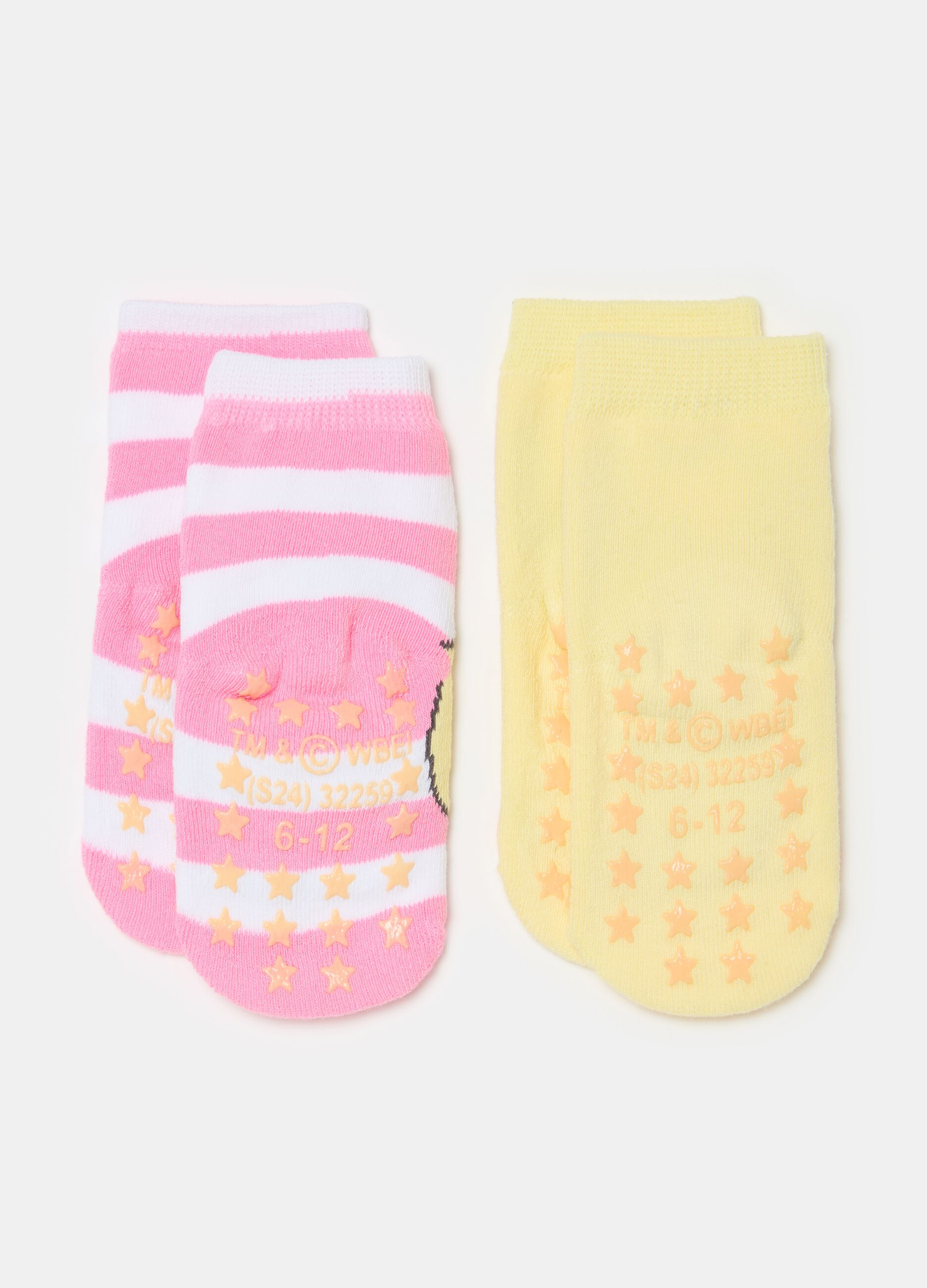 Two-pair pack Tweetie Pie slipper socks in organic cotton
