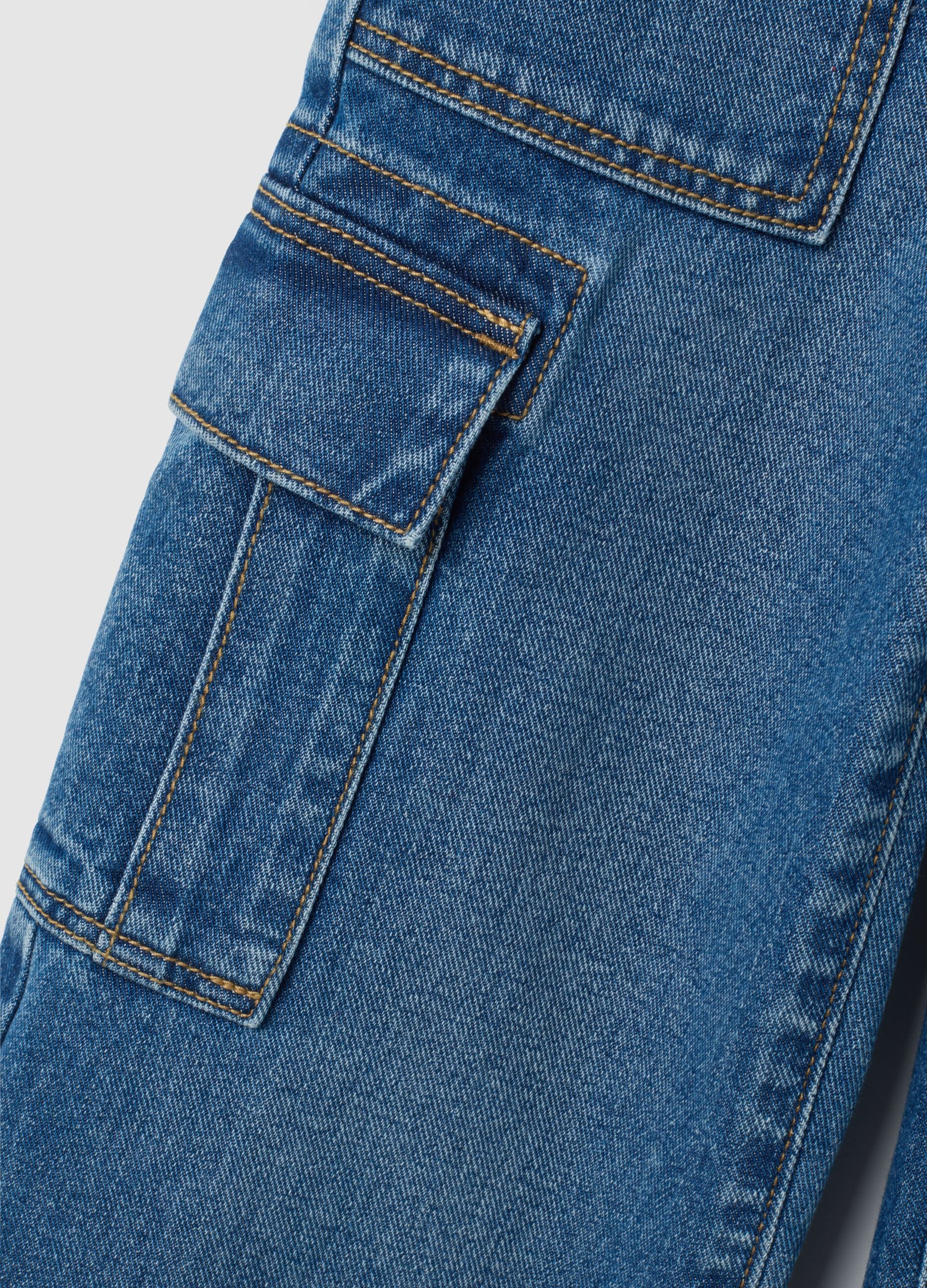 Pantaloni larghi da bambina in puro cotone denim
