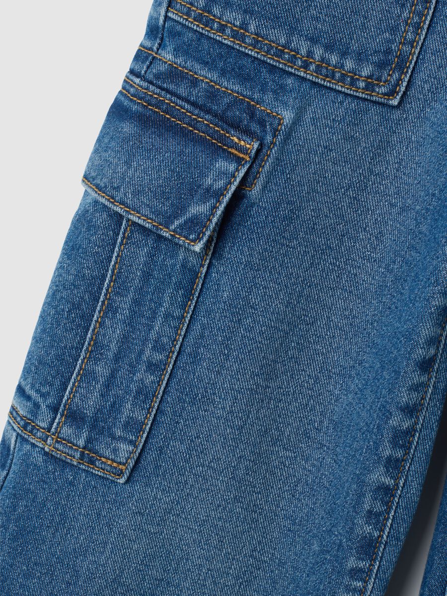 Pantaloni larghi da bambina in puro cotone denim_2