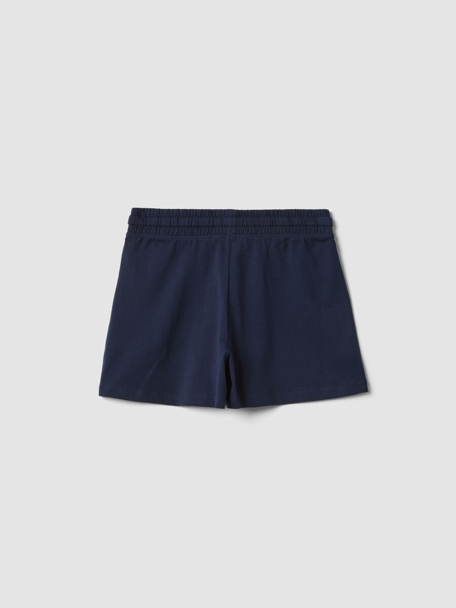 Girls&rsquo; blue pure cotton shorts with elasticated waistband_4